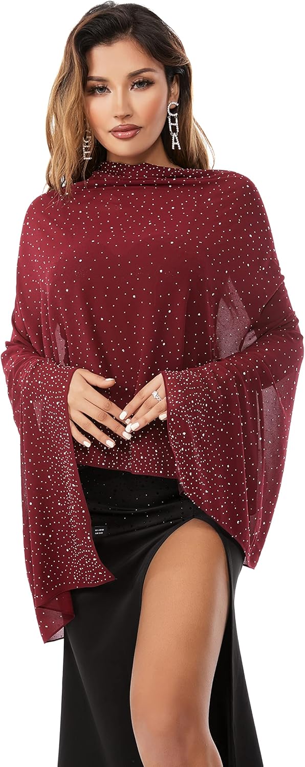 Shawls and Wraps for Evening Dresses Sheer Chiffon Women Elegant Soft 