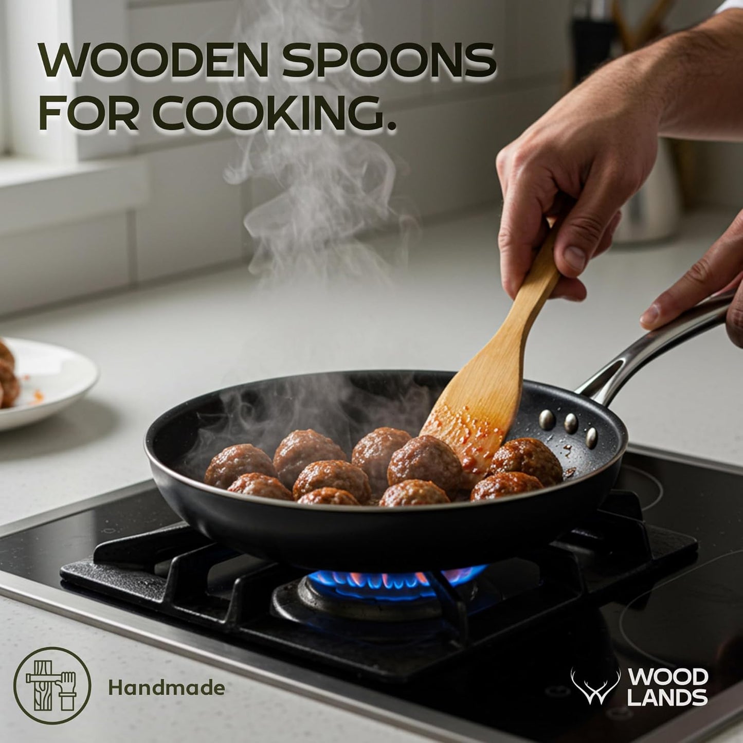 Wooden Spoons for Cooking set of 6 – Premium Wooden Utensil set for everyday use – Versatile Cooking utensils set safe for nonstick pans – Durable wooden spoon kitchen utensils set