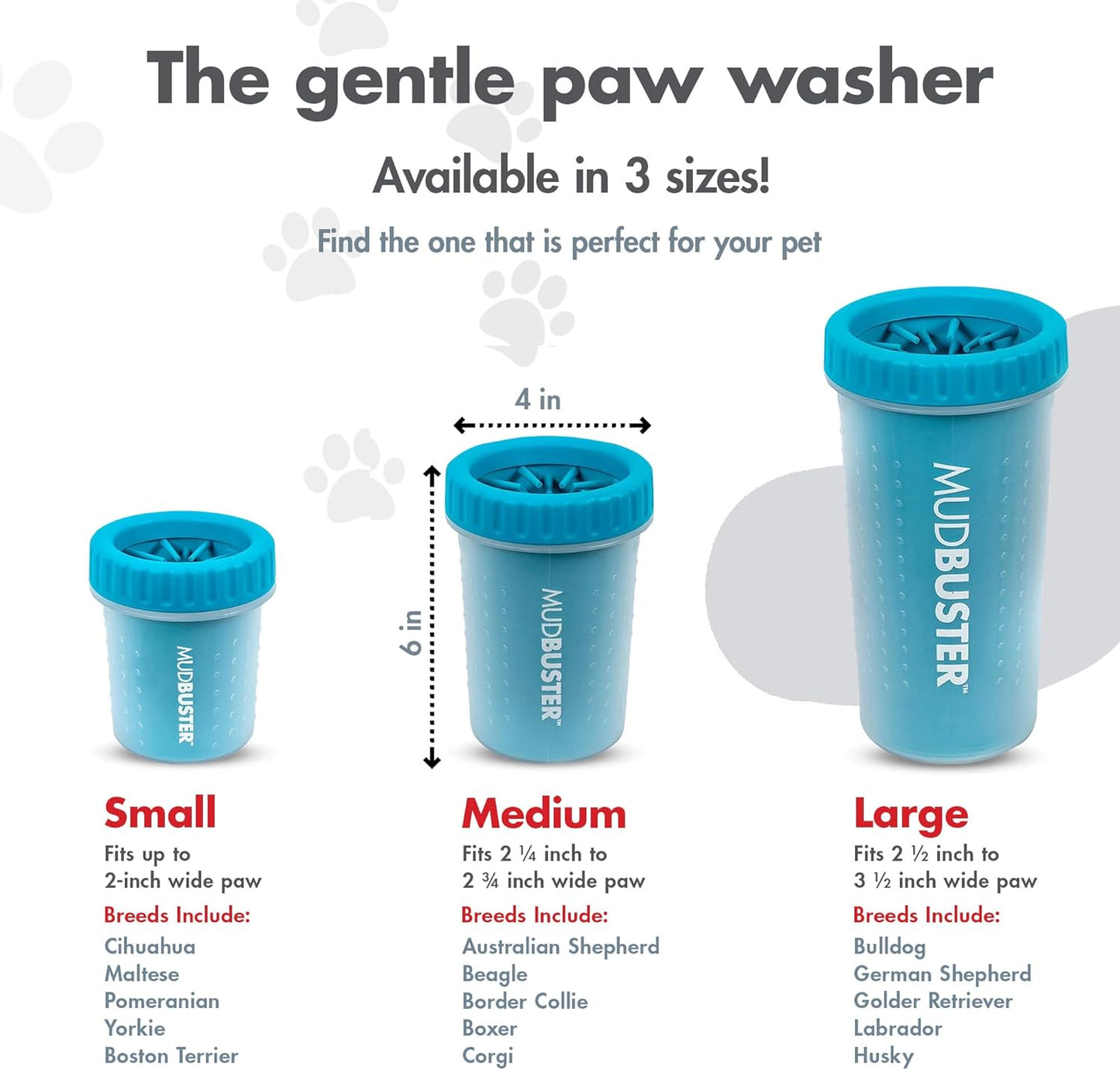 Dexas MudBuster Portable Dog Paw Cleaner, Medium, Blue - Premium Quali