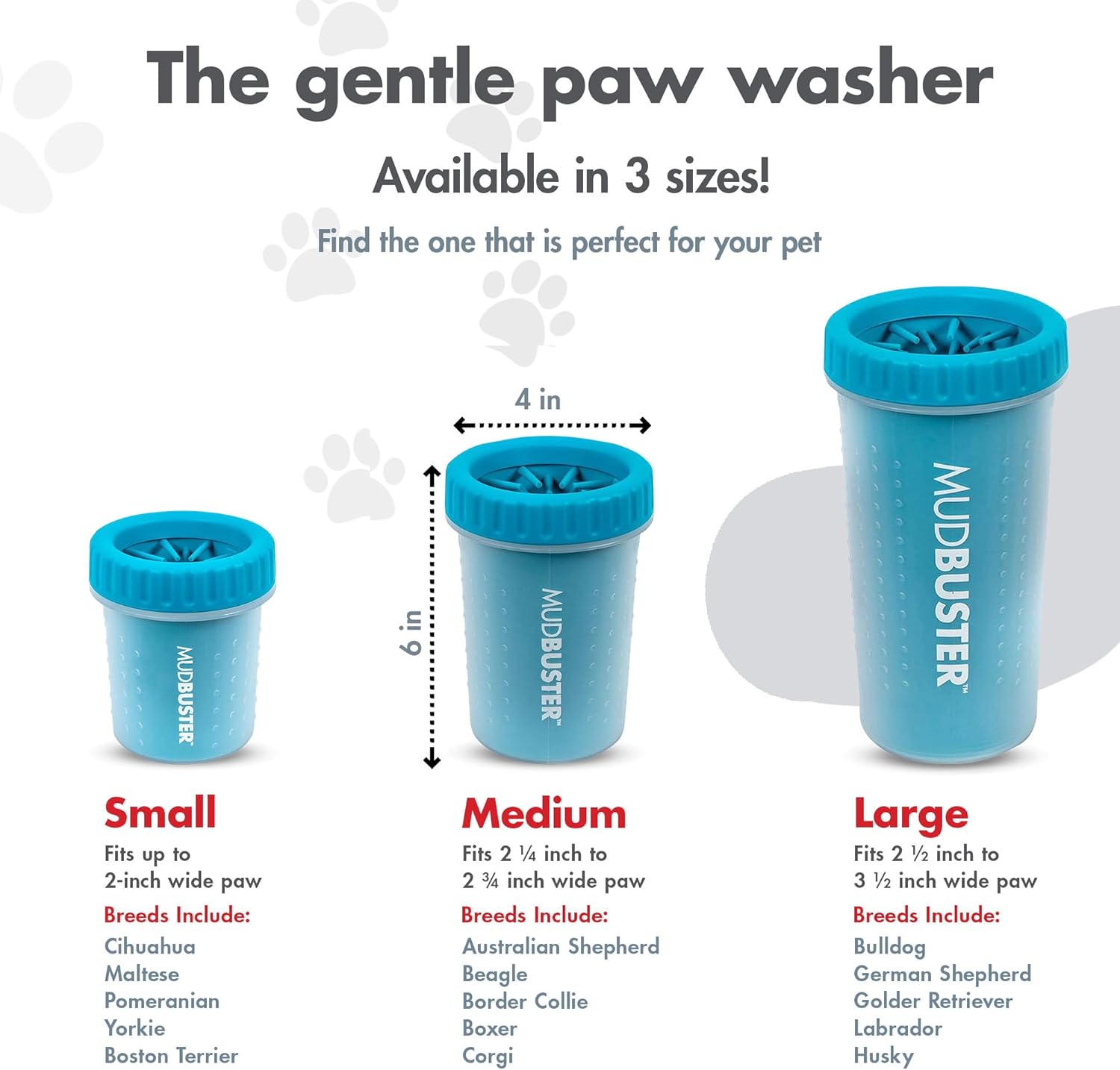 Dexas MudBuster Portable Dog Paw Cleaner, Medium, Blue - Premium Quali