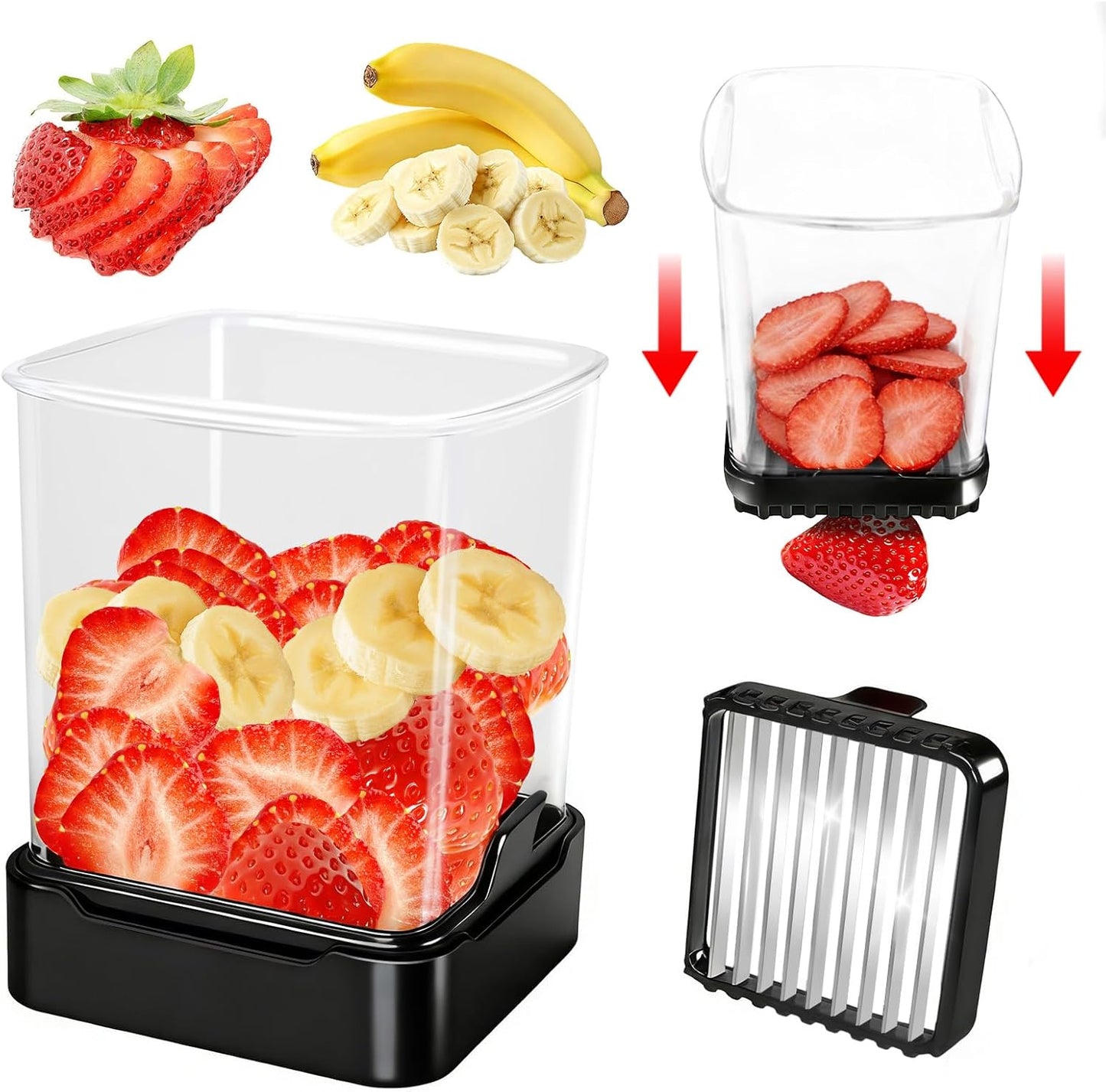 Fruit Slicer Cup for Strawberry, Banana, Hard-Boiled Egg - Detachable 