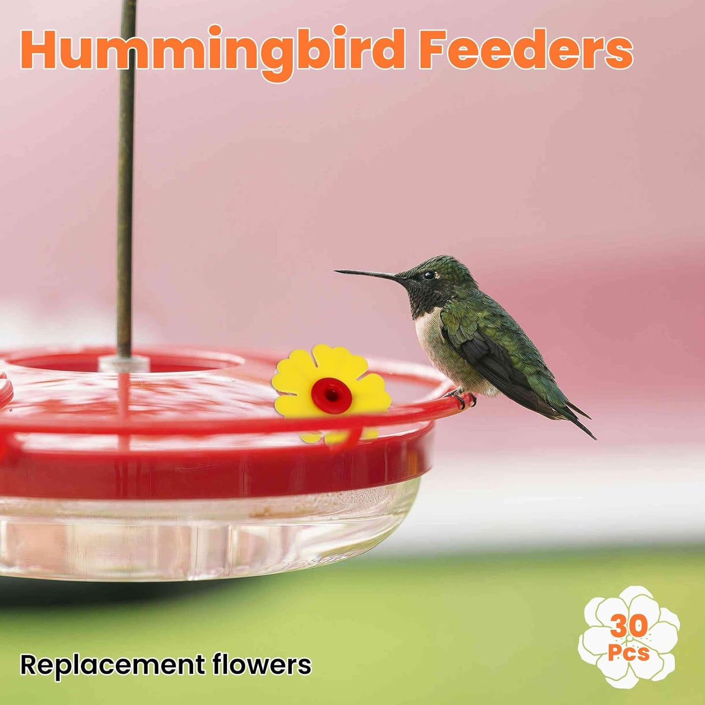 30 Pcs Hummingbird Feeder Replacement Flowers, Yellow Pet Replacement 
