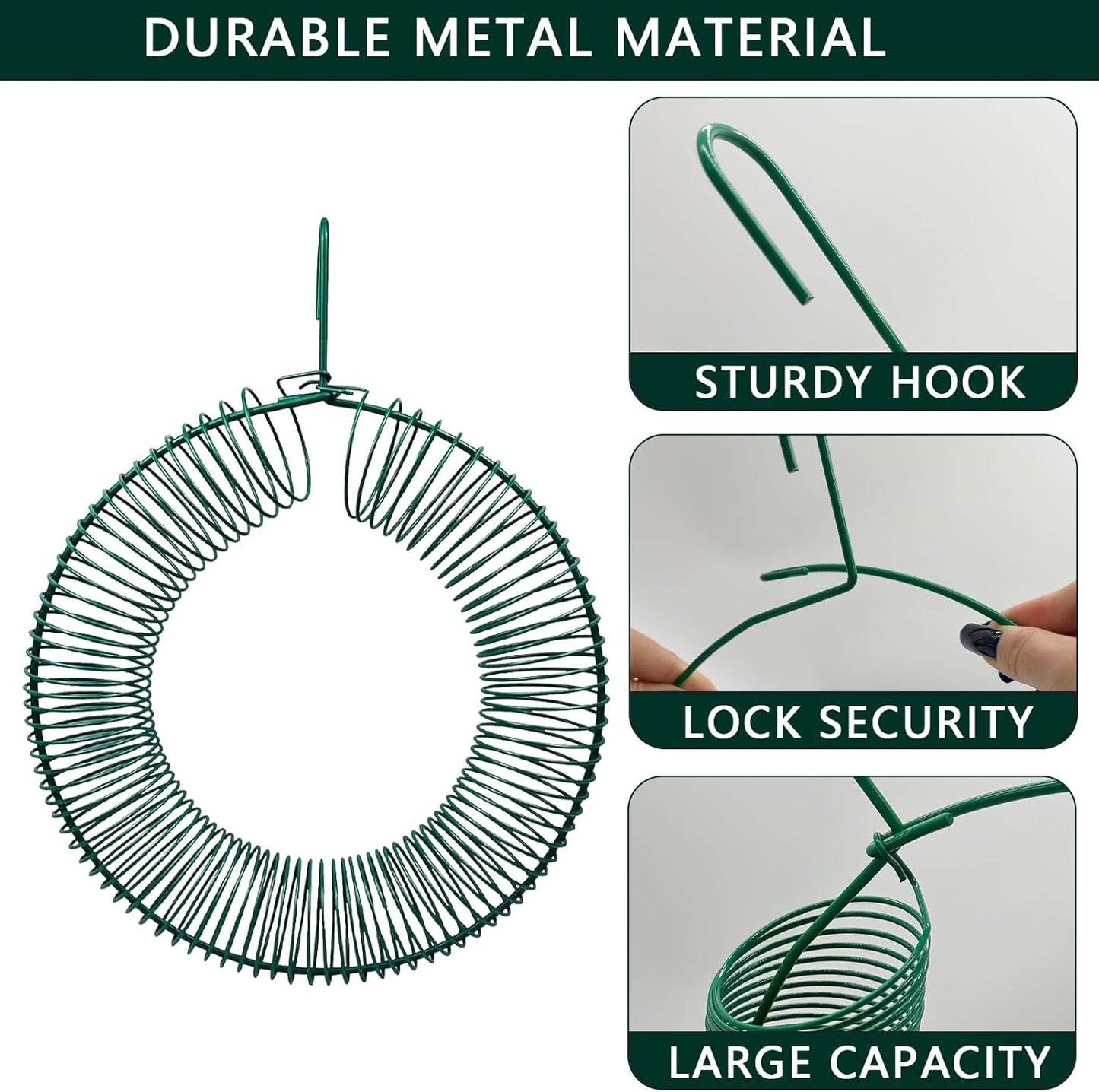 Peanut Bird Feeder, Hanging Feeder Round Metal Whole Wild Bird Feeder with Hanging Hook for Outdoor Birds and Squirrels Feeding Rust & Proof