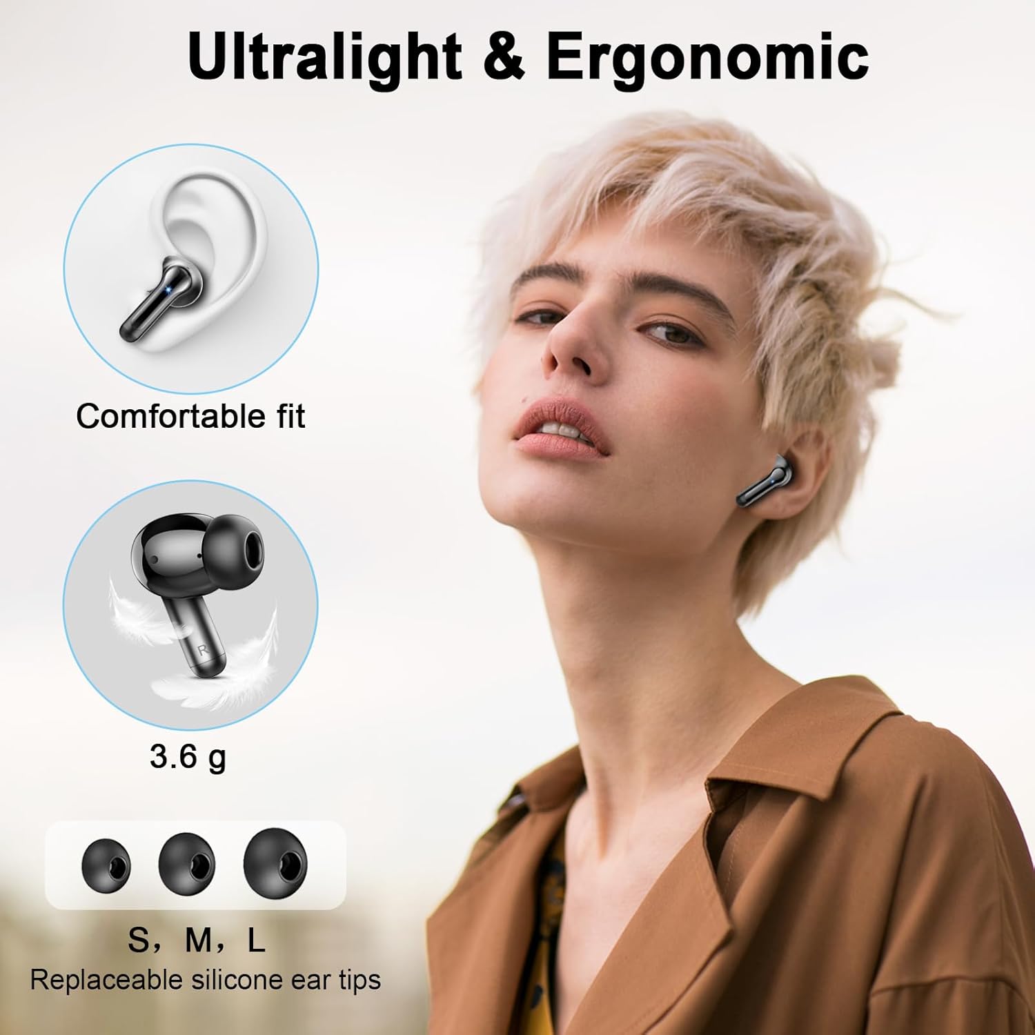 Wireless Earbuds, 2026 3D-Stereo Bluetooth 5.4 Headphones Deep Bass Ea