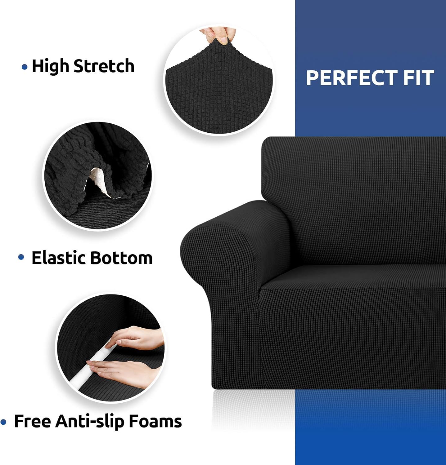 KEKUOU Stretch Sofa Cover Slipcover ，Couch Covers for 3 Cushion Couch 