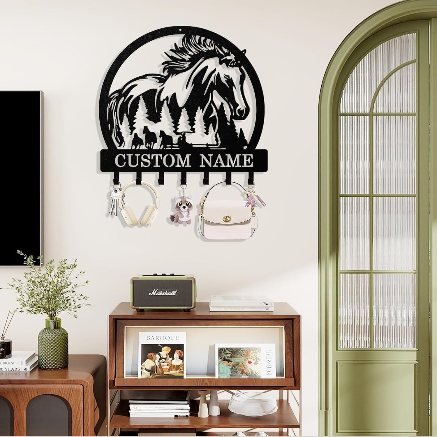 Personalized Horse Key Holder Wall Mount, Custom Metal Keys Holder for