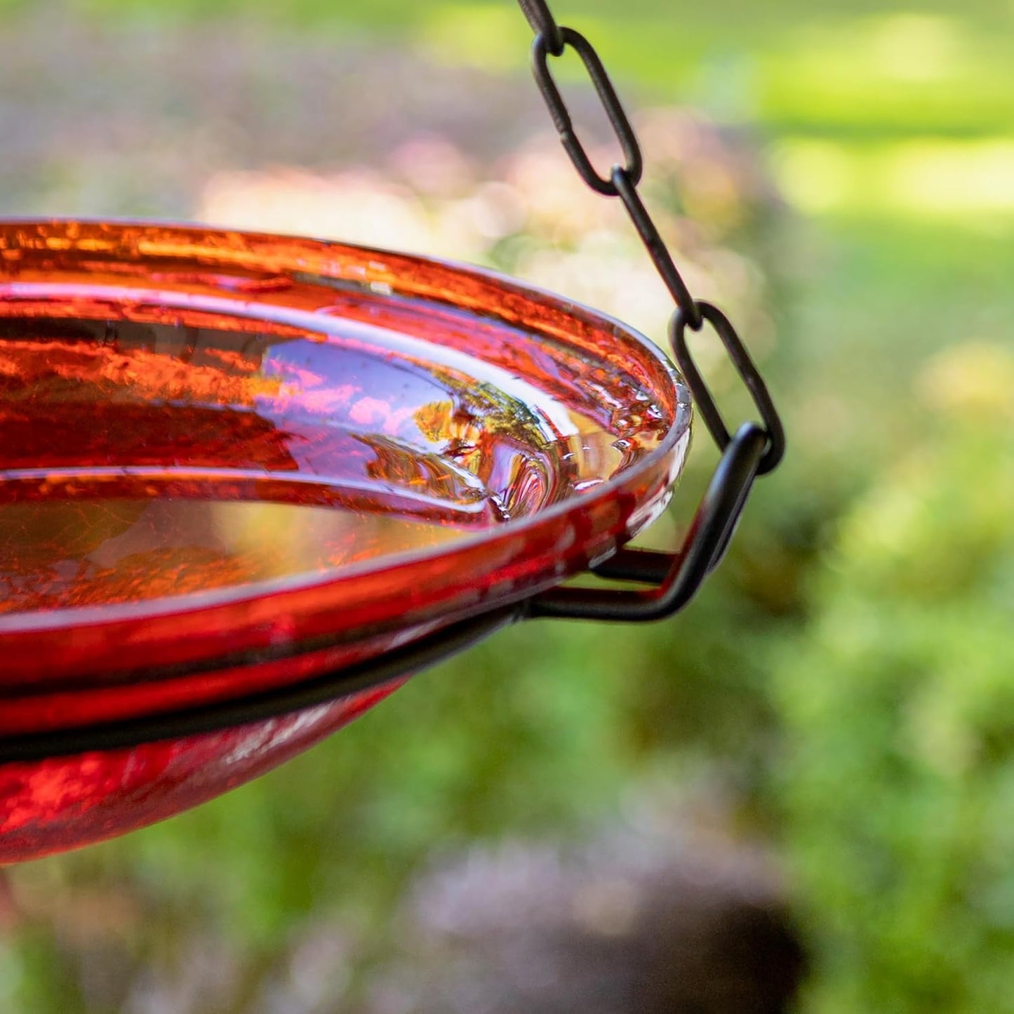 12" Red Hanging Birdbath