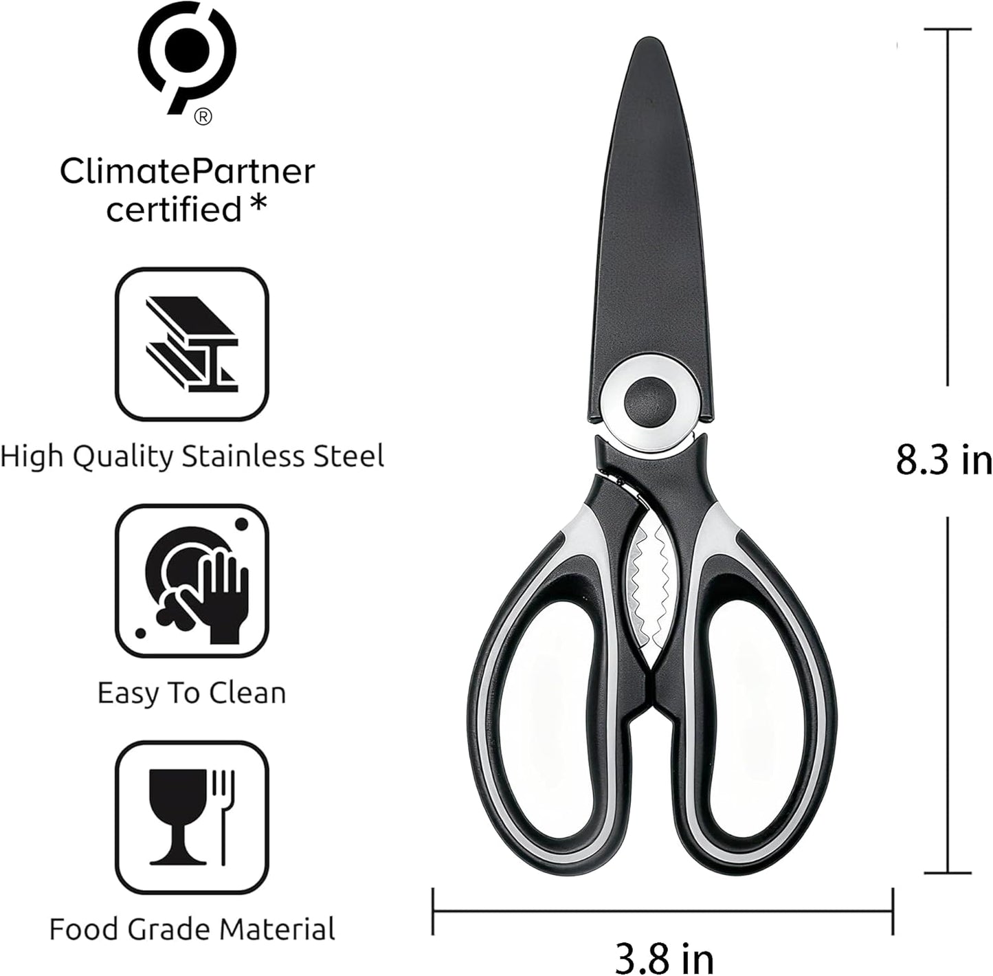 Food Grade Kitchen Scissors All Purpose 3 Pack - Heavy Duty Stainless 