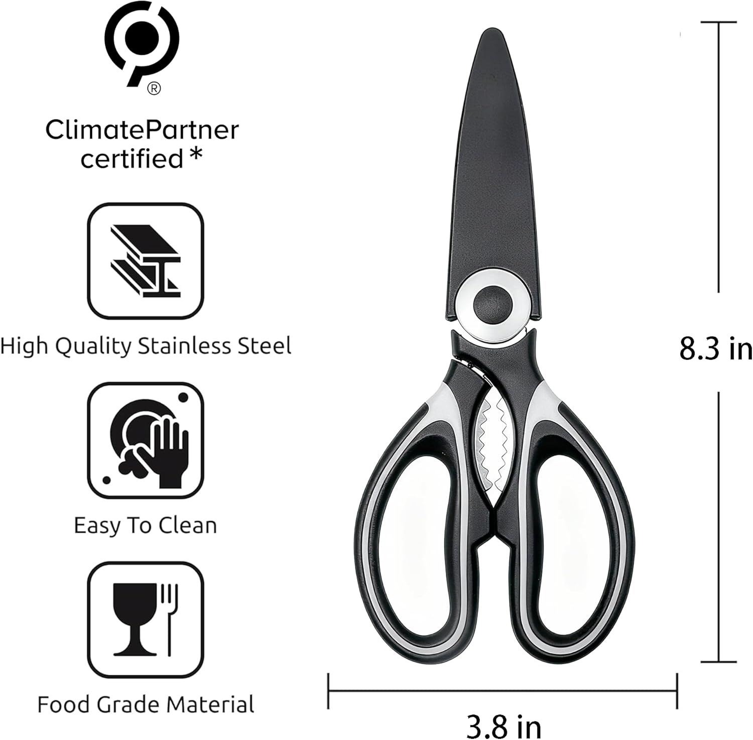 Food Grade Kitchen Scissors All Purpose 3 Pack - Heavy Duty Stainless 