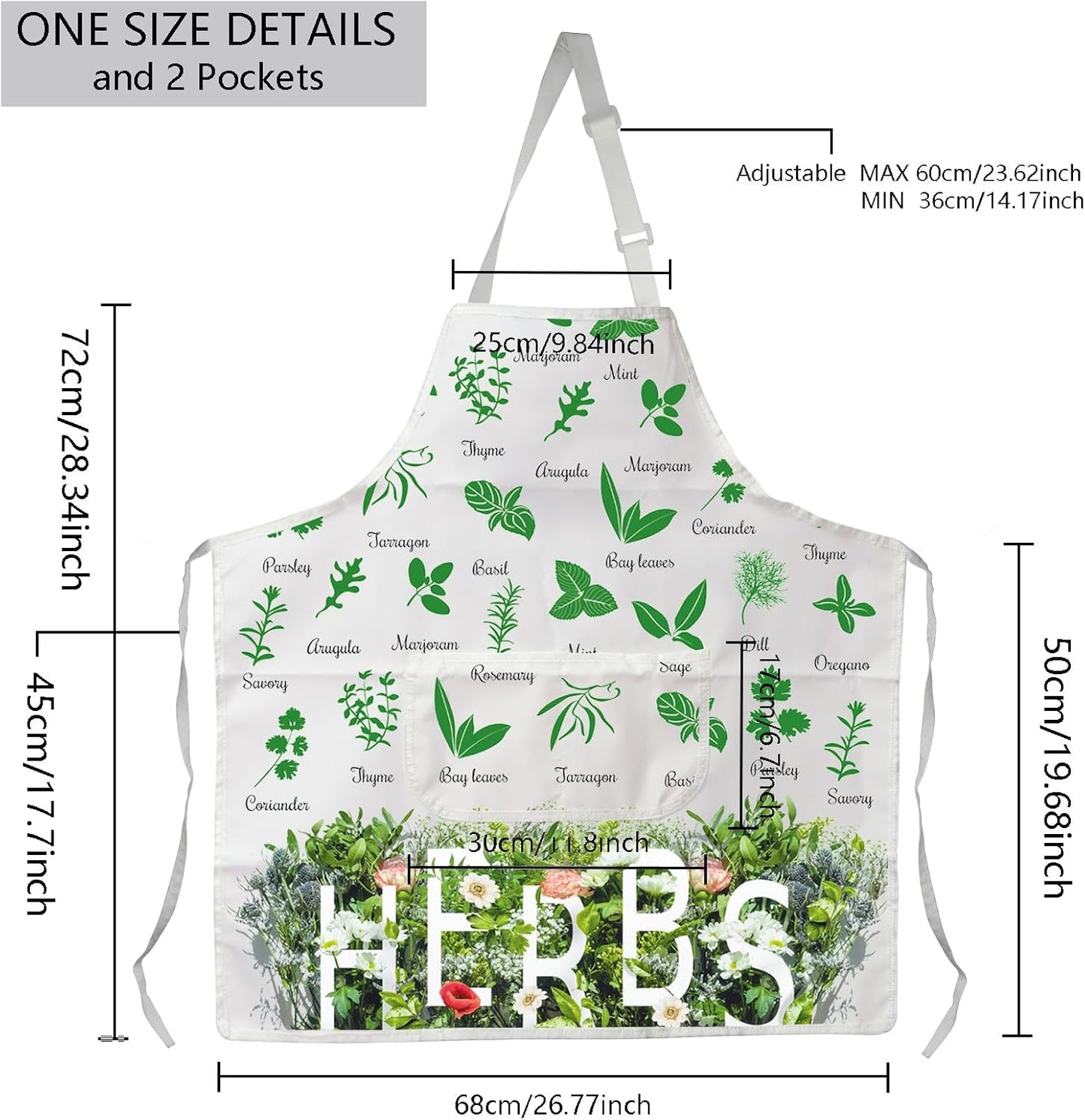 MBMSO Herb Garden Apron Herb Lovers Gifts Herb Plant Apron with Pocket
