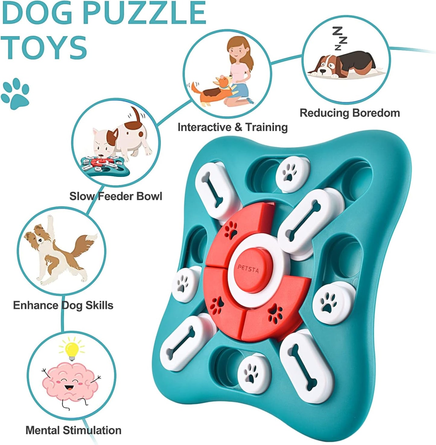 PETSTA Dog Puzzle Toys, Treat Dispensing Dog Enrichment Toys for IQ Tr