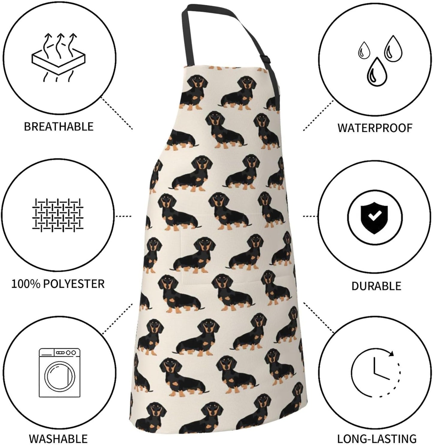 Dachshund Dog print Waterproof apron with pocket adjustable cooking apron for adult kitchen bibs to bake