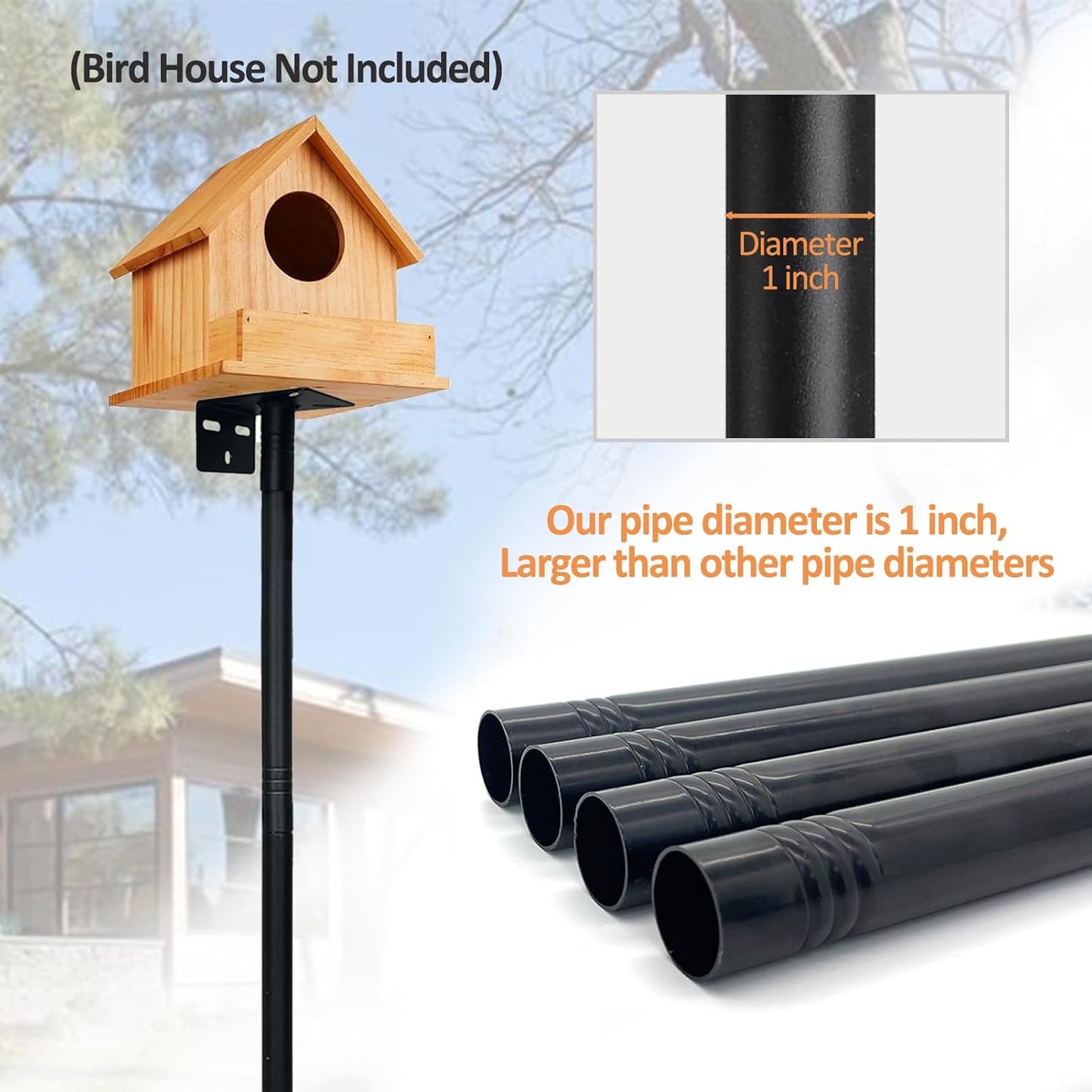 78 Inch Birds House Poles Mount Kit Pole Adjustable Heavy Duty Stand with Strong Base,Suitable for Various Types Bird House（NOT Included Bird House）