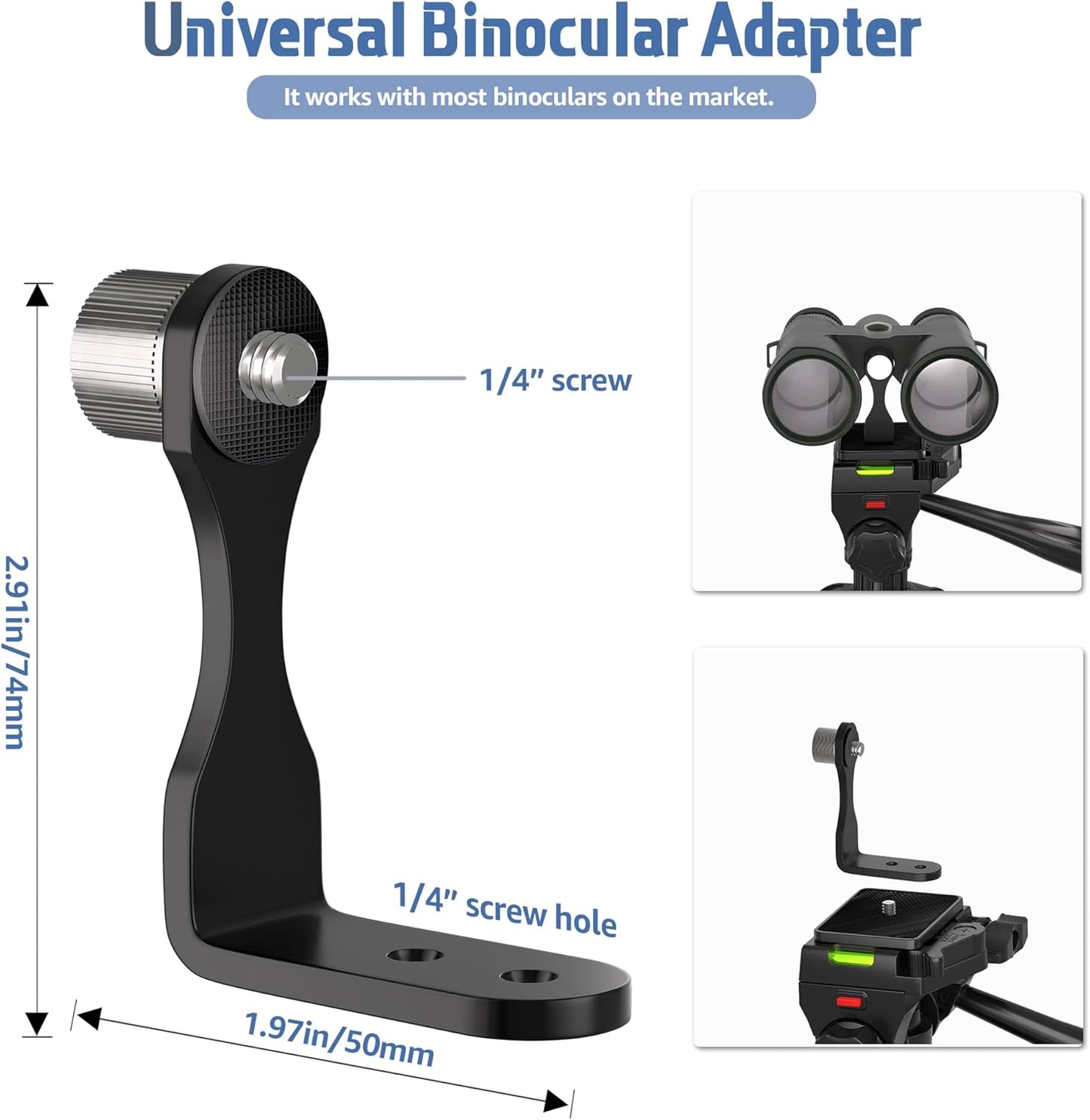 Binocular Tripod, 72” Spotting Scope Tripod Stand with Binocular Adapter and 2 QR Plates, Travel Camera Stand with Phone Holder/Carry Bag, Compatible with Binoculars/Spotting Scope/Camera/Phone