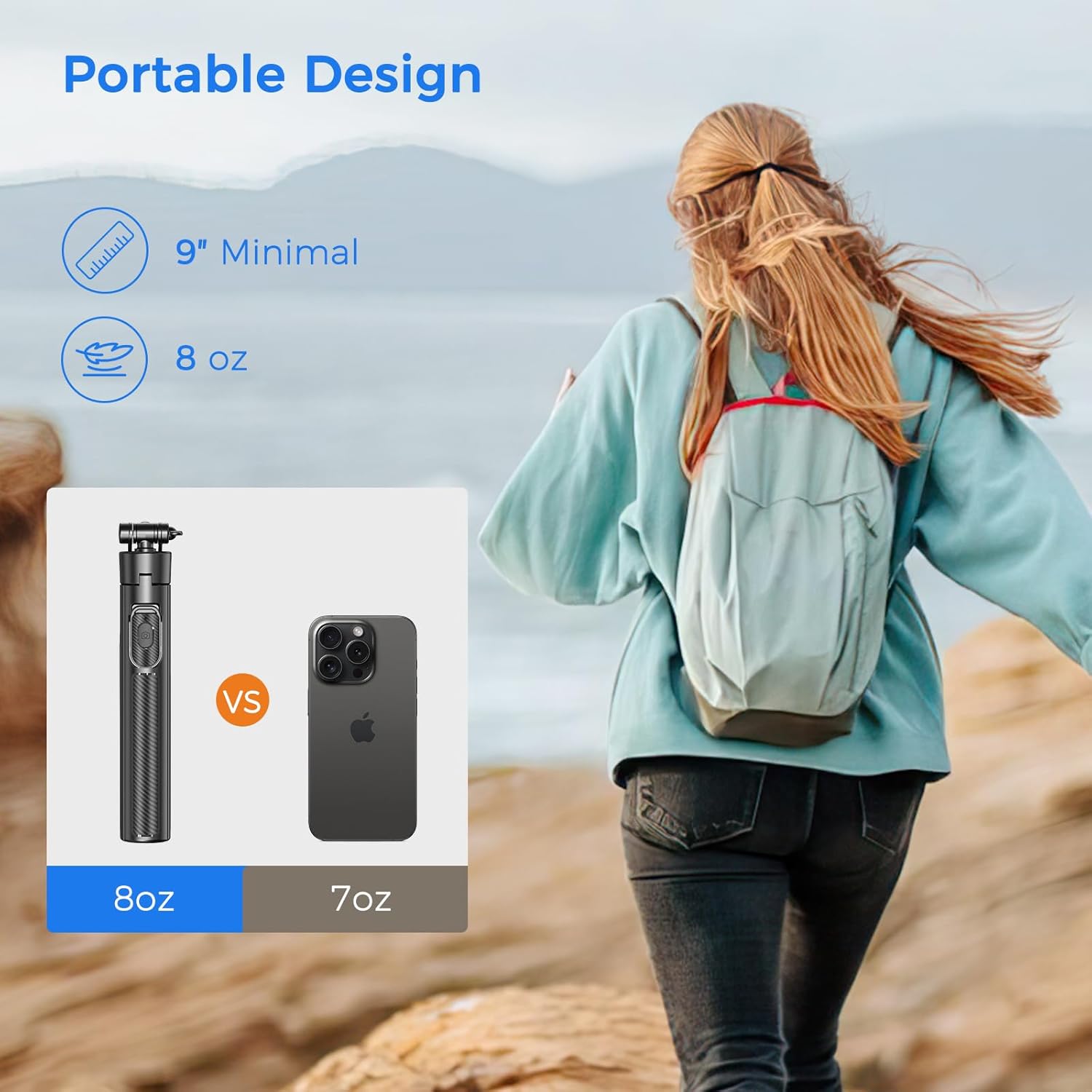Selfie Stick Travel Tripod for Cell Phone with Remote Control and Phon