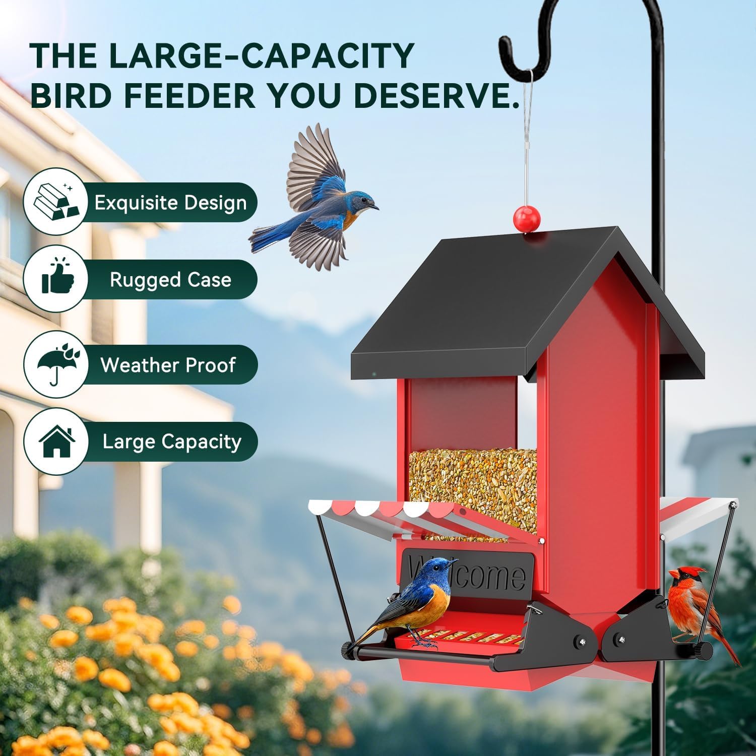 Squirrel Proof Bird Feeders,ScinDa Bird Feeders for Outdoors Hanging w