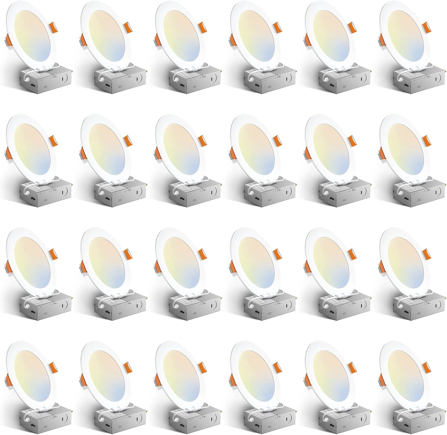 Amico 24 Pack 6 Inch 5CCT Ultra-Thin LED Recessed Ceiling Light with J