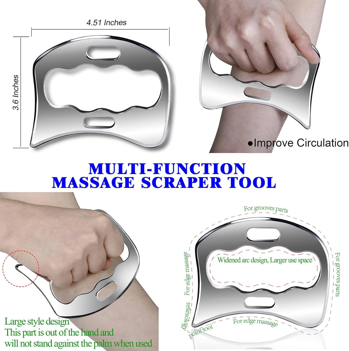 BYYDDIY 3 in 1 Stainless Steel Muscle Scraper Tools Set,Scraping Massa