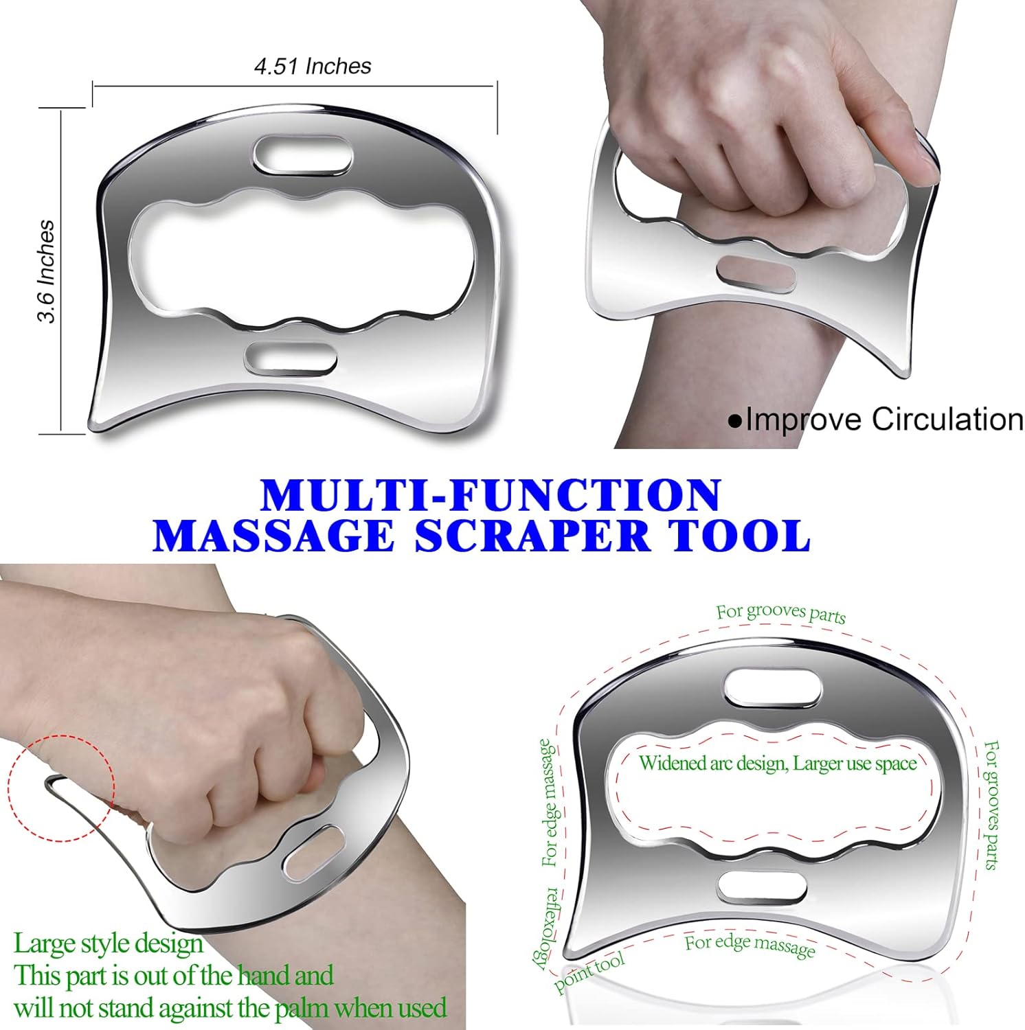 BYYDDIY 3 in 1 Stainless Steel Muscle Scraper Tools Set,Scraping Massa