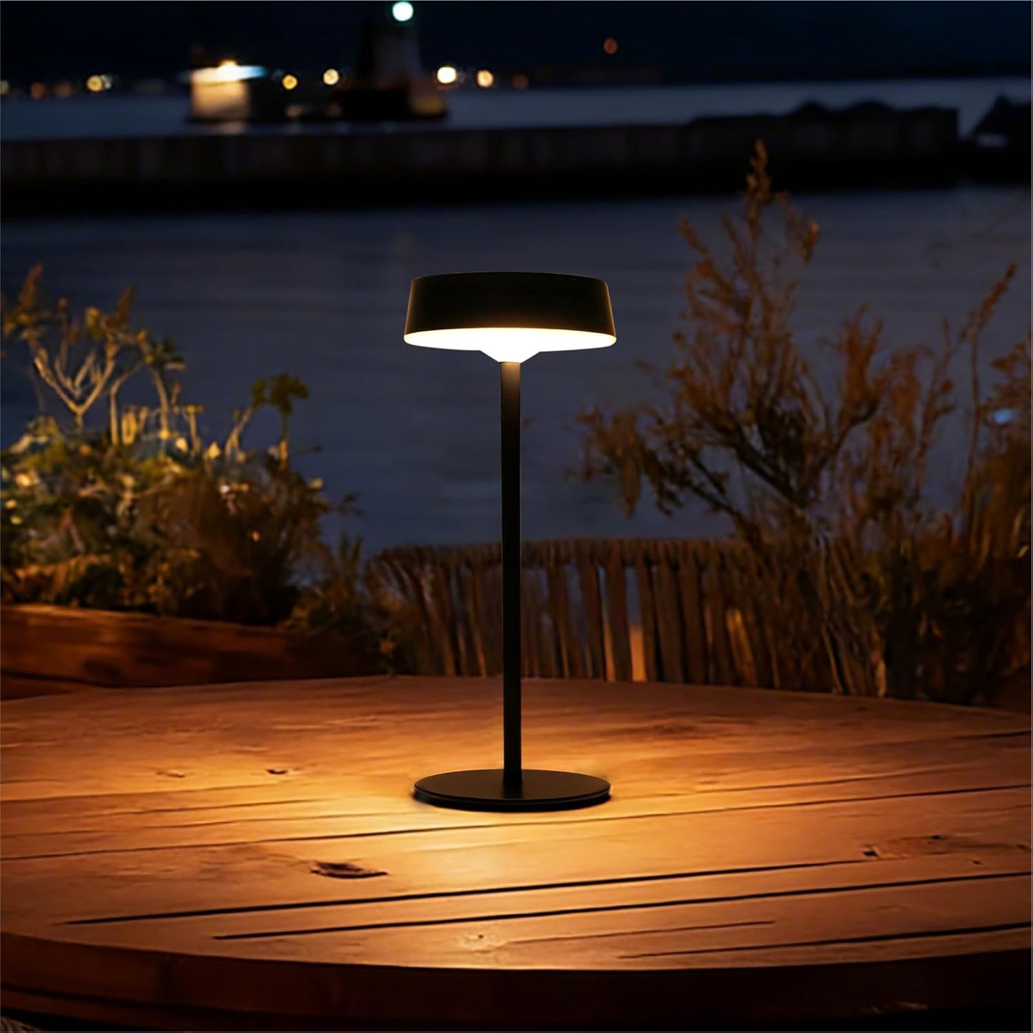 Solar Table Lamp, Waterproof Shower Lamp with 3 Color Dimmable, Rechargeable LED Lamp for Outdoor, Patio, Bedroom, Garden, Camping, Bathroom, (Black)