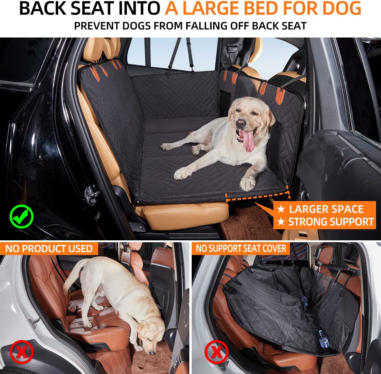 YJGF Back Seat Extender,Dog Seat Cover for Back Seat,Hard Bottom Car S