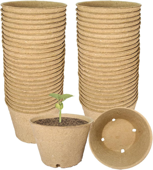 50 Pack 4 Inch Peat Pots, Biodegradable Seed Starter Pots with Drainag