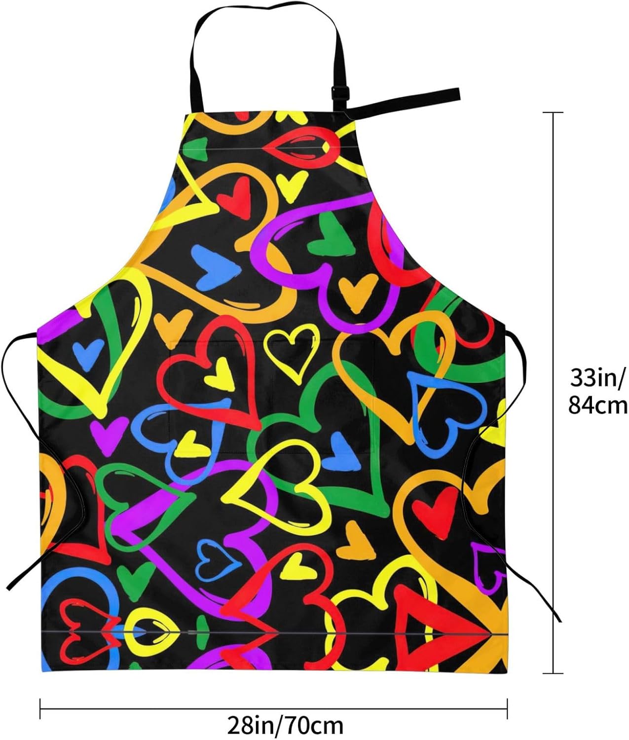 Gay Pride Rainbow Print 28x33 In Adult Kitchen Apron with Pockets Versatile Chef Smock for Cooking Baking