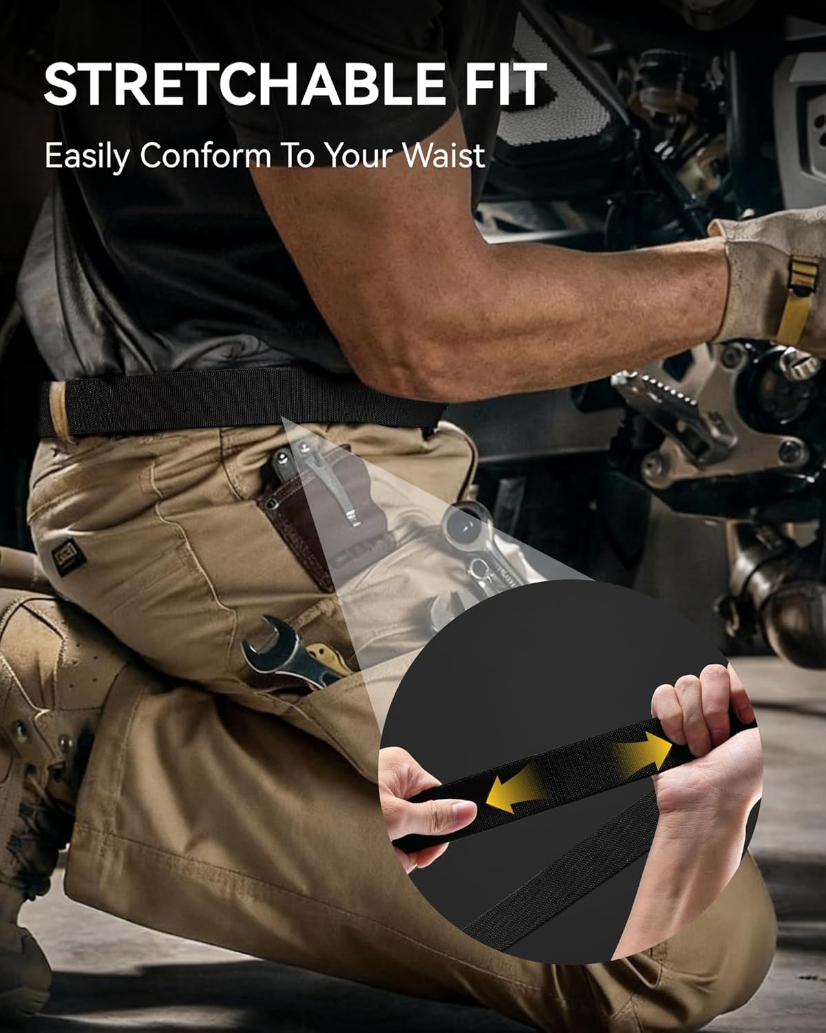 CHAOREN Tactical Belt Men - 1.5" Stretch Belt for Work - Quick Release