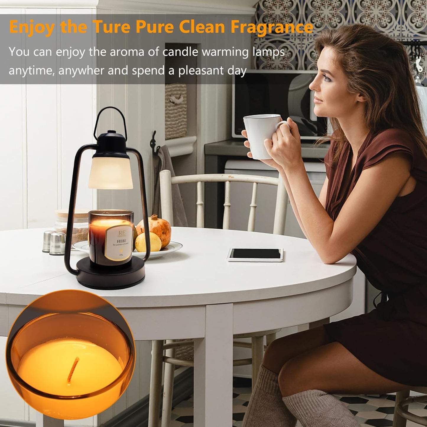 Candle Warmer Lamp with Timer Dimmer - Electric Wax Melt Warmer Lamp for Jar Candles, Valentines Day Gifts for Her Women, Vintage Candle Lamp Warmer with 2 Bulbs, House Warming Gifts New Home Decor