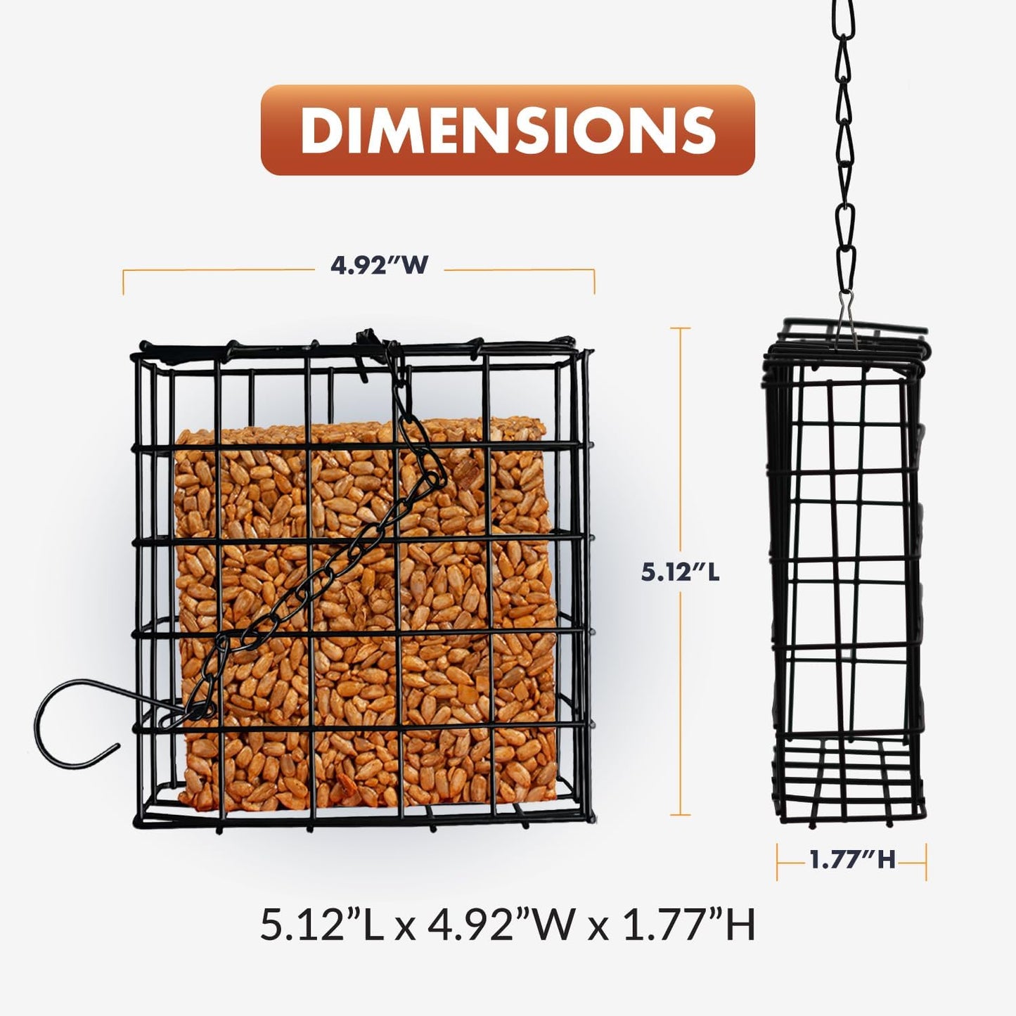 Newhouse Pet Single Cake Suet Basket Bird Feeder NHP-Suet-BLK, Small H