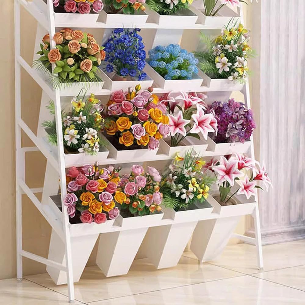 Gold Metal Plant Stand - 3-Tier Ladder Shelf for Indoor/Outdoor Use, Flower Display Rack, Decorative Planter for Balcony, Garden, Courtyard, Art Exhibitions