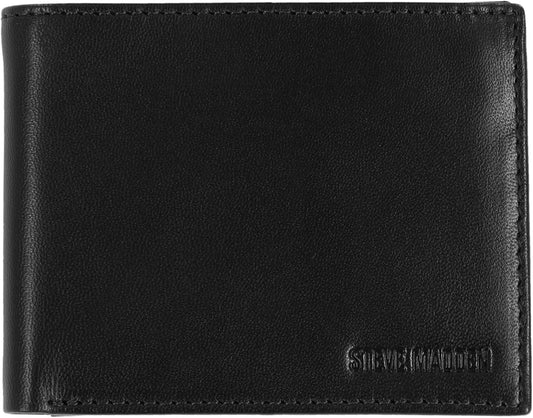 Steve Madden Men's Slim Leather Wallet with Extra Capacity Attached Fl