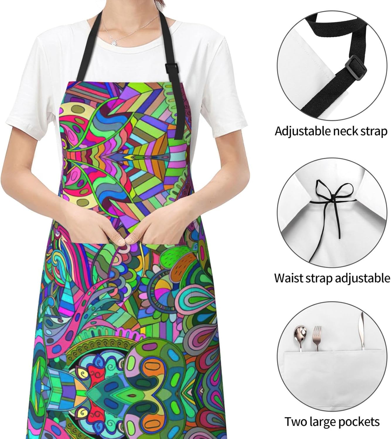 Graffiti print Waterproof apron with pocket adjustable cooking apron for adult kitchen bibs to bake