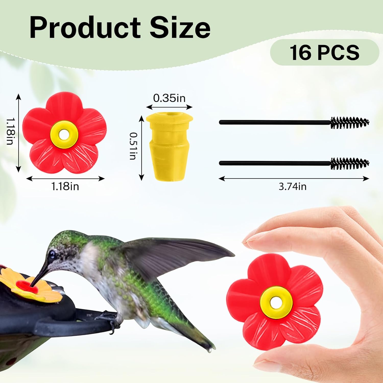 16 Sets Replacement Flowers for Hummingbird Feeder Parts with 2pcs Hum
