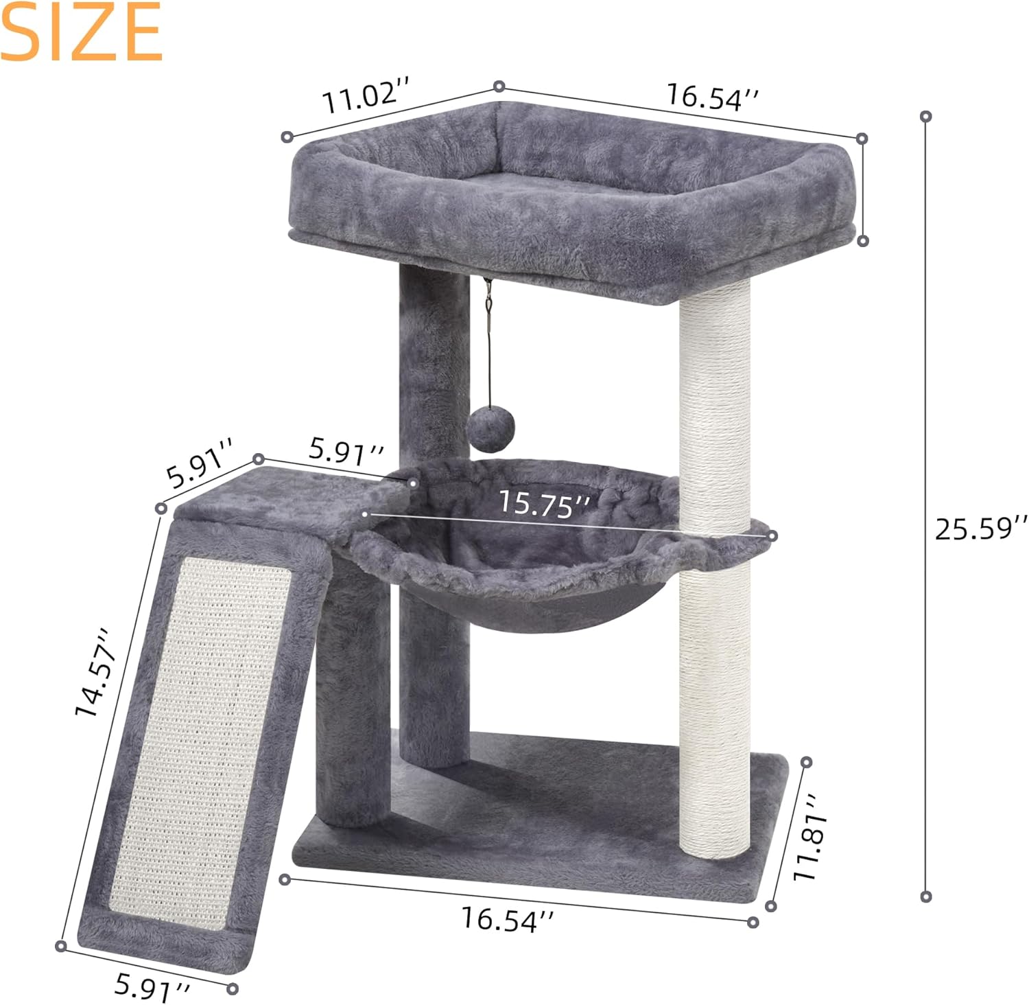YOUPET Cat Tree with Cat Scratching Post for Indoor Cats, Cat Tower wi