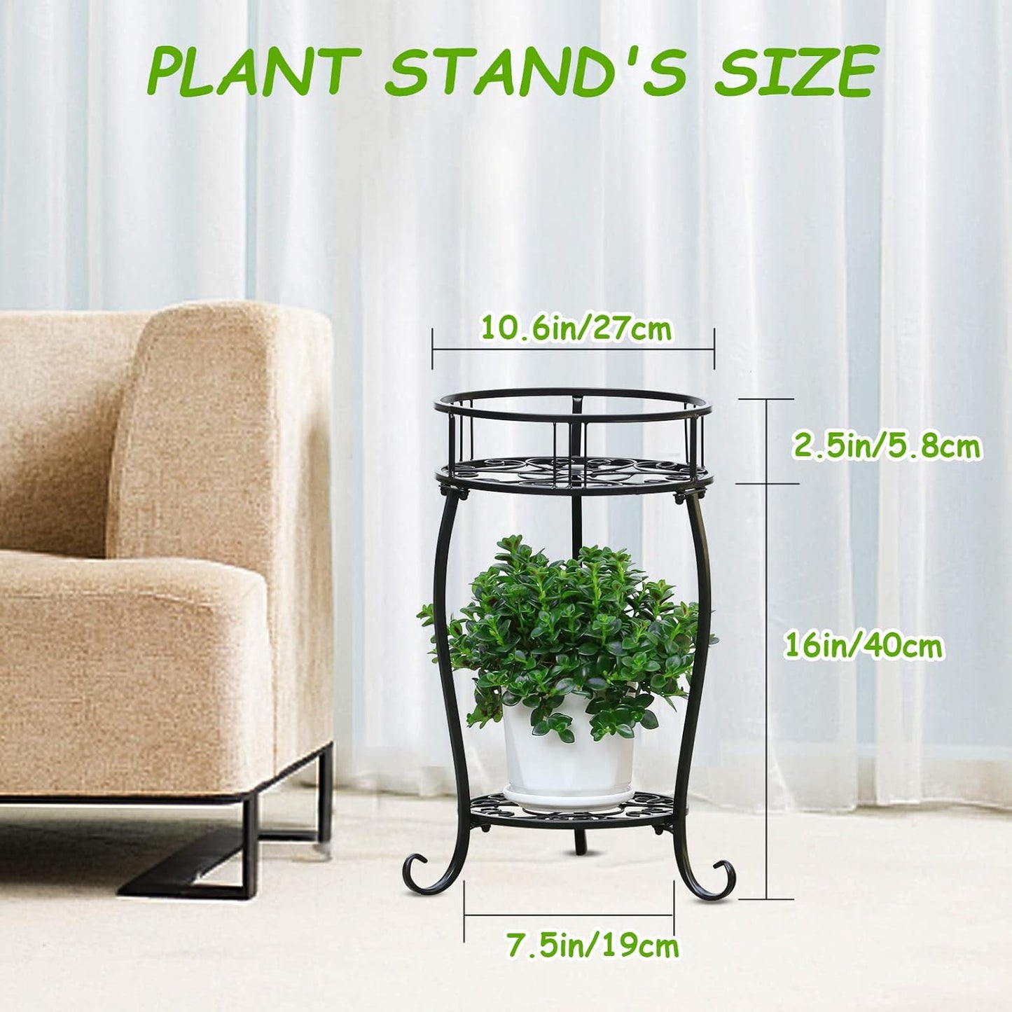 Potted Plant Stand 2 Tier Metal Flower Pot Stand Anti-Rust Heavy Duty 
