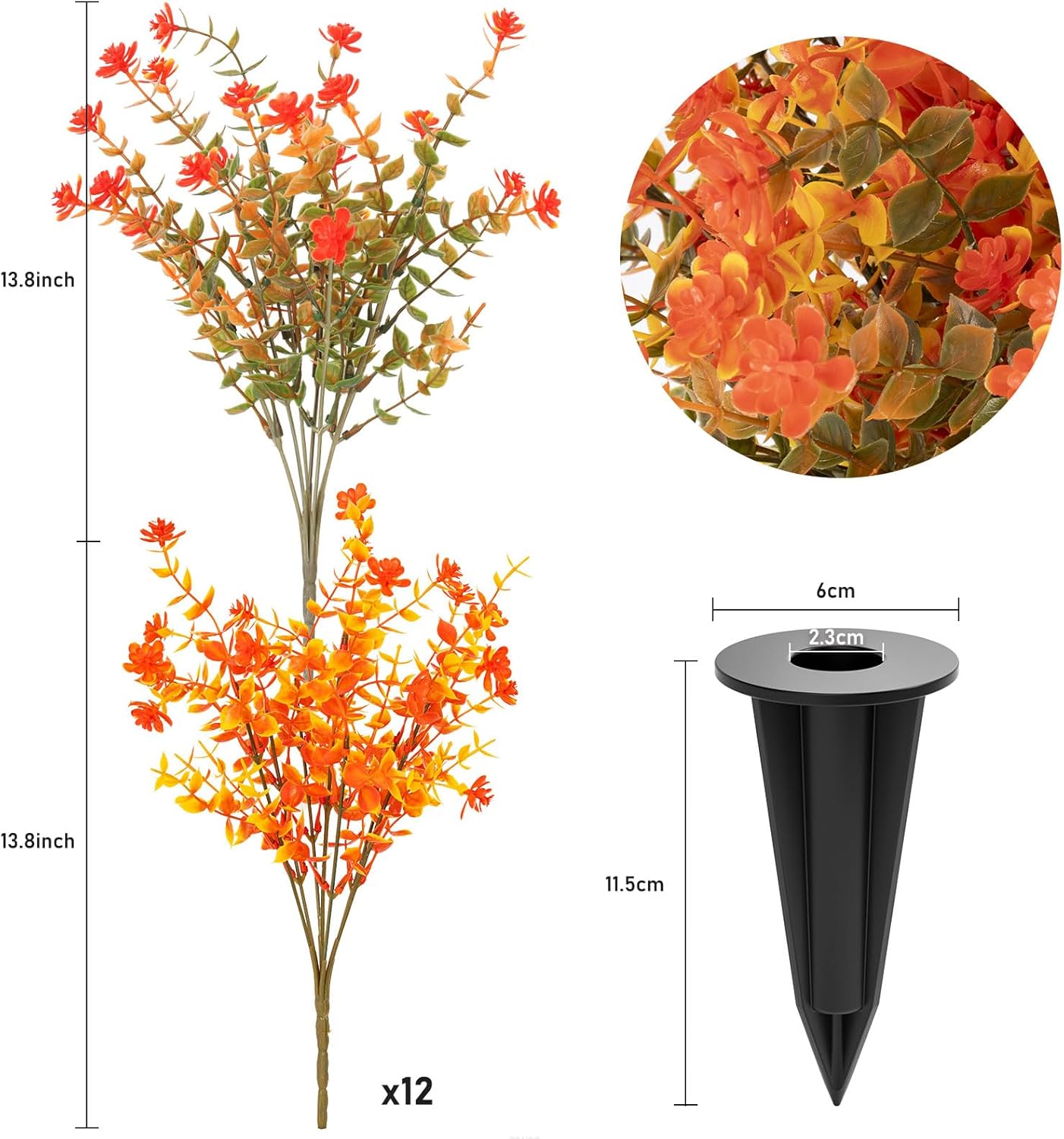 16 Bundles Artificial Flowers for Outdoors, Indoor Fake Plants with Gr