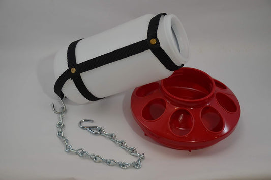 1 Qt. Hanging Harness with Plastic Bottle and Feeder Base