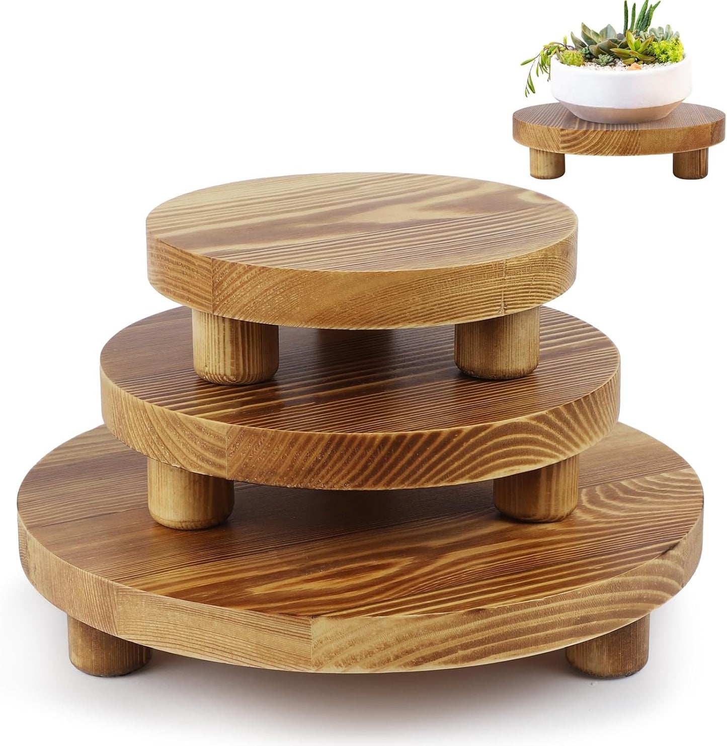 Wooden Plant Stands,Wood Risers Indoor Outdoor for Decor,Wooden Stool 