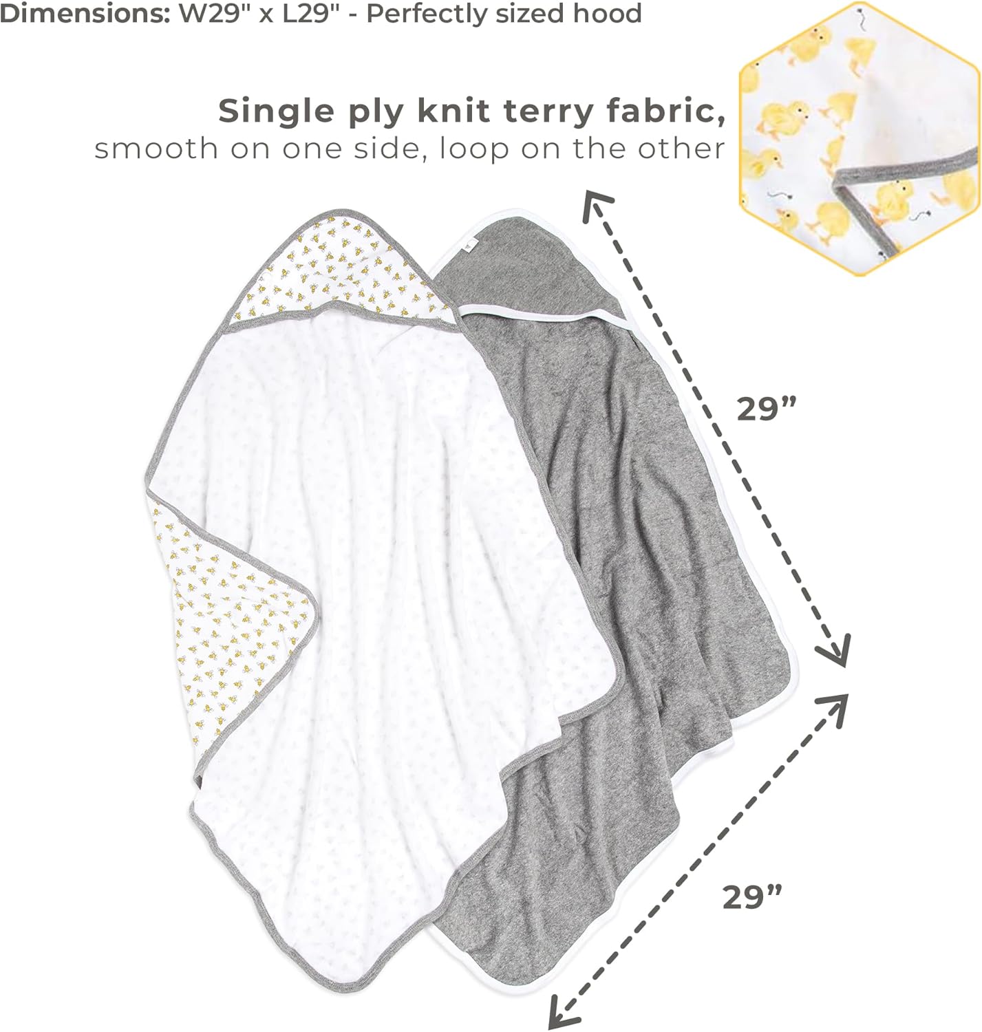 Burts Bees Baby Infant Hooded Towels Little Ducks Organic Cotton, Unis