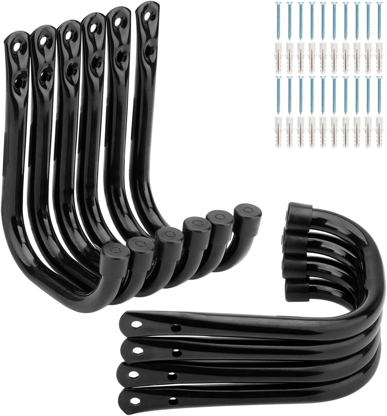 10 Pack Garage Storage Hooks, Heavy Duty Organizer Utility Hook, Wall Mount System Hangers for Ropes, Boots, Shovels, Garden Tools, Bulk Items (5.5Inch x 4.2Inch)