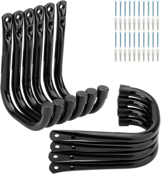 10 Pack Garage Storage Hooks, Heavy Duty Organizer Utility Hook, Wall Mount System Hangers for Ropes, Boots, Shovels, Garden Tools, Bulk Items (5.5Inch x 4.2Inch)