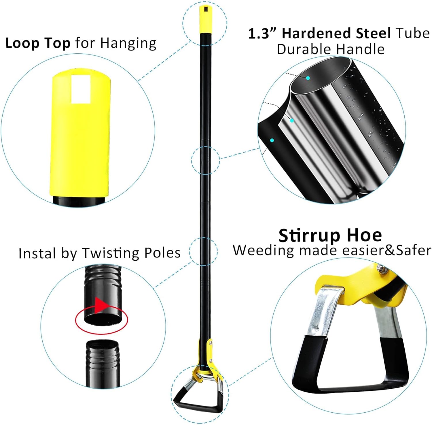 DonSail Hoe Garden Tool -Scuffle Garden Hoes for Weeding Gardening Lon