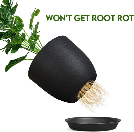 Plant Pots 8 Inch Set of 2, Flower Pots with Multi Mesh Drainage Holes
