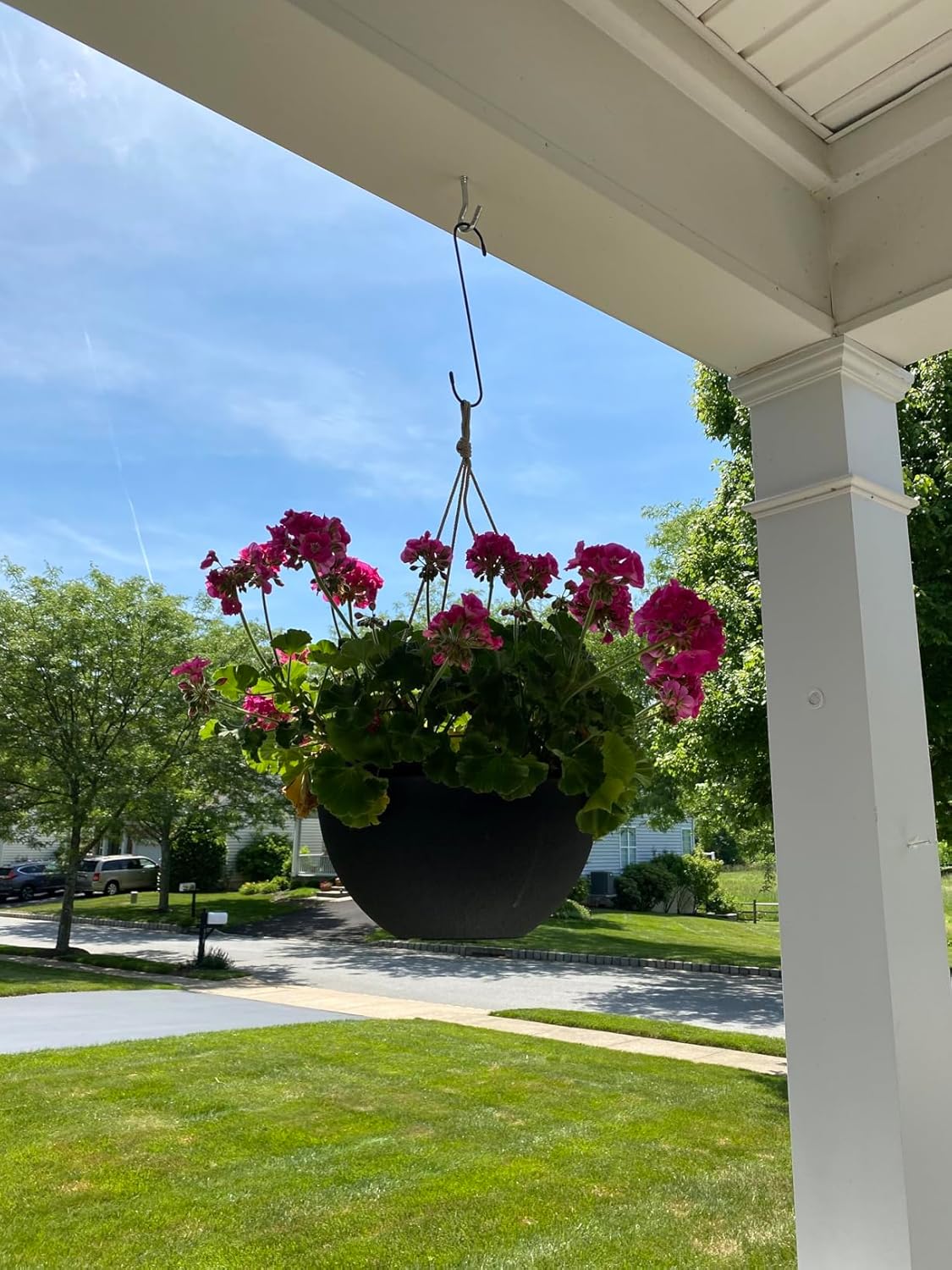 8 Pack 10 inch Black S Hooks Long Large S-Shaped Hooks for Hanging Plants, Flower Baskets, Stocking Holder, Outdoor Garland Hanger, Heavy Duty Metal Hooks for Pergola,Closet, Garden,Patio