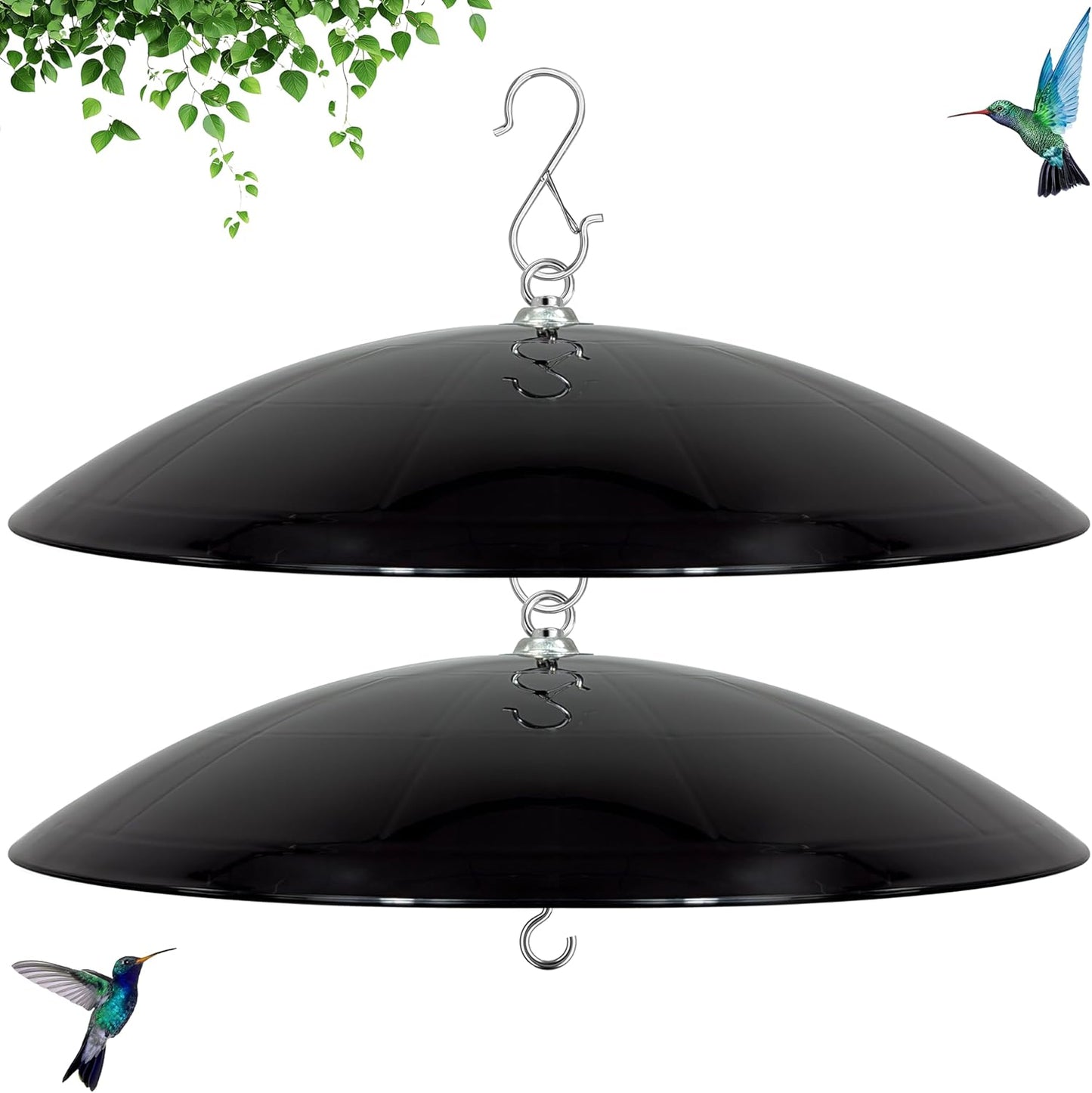 16-Inch Widened Bird Feeder Cover,Hummingbird Feeder Rain Guard,Squirrel Baffle for Bird Feeders,Squirrel-Proof for Outside Tree Trunk or Eave,Funny Gift for Men(Black), 2 Pack