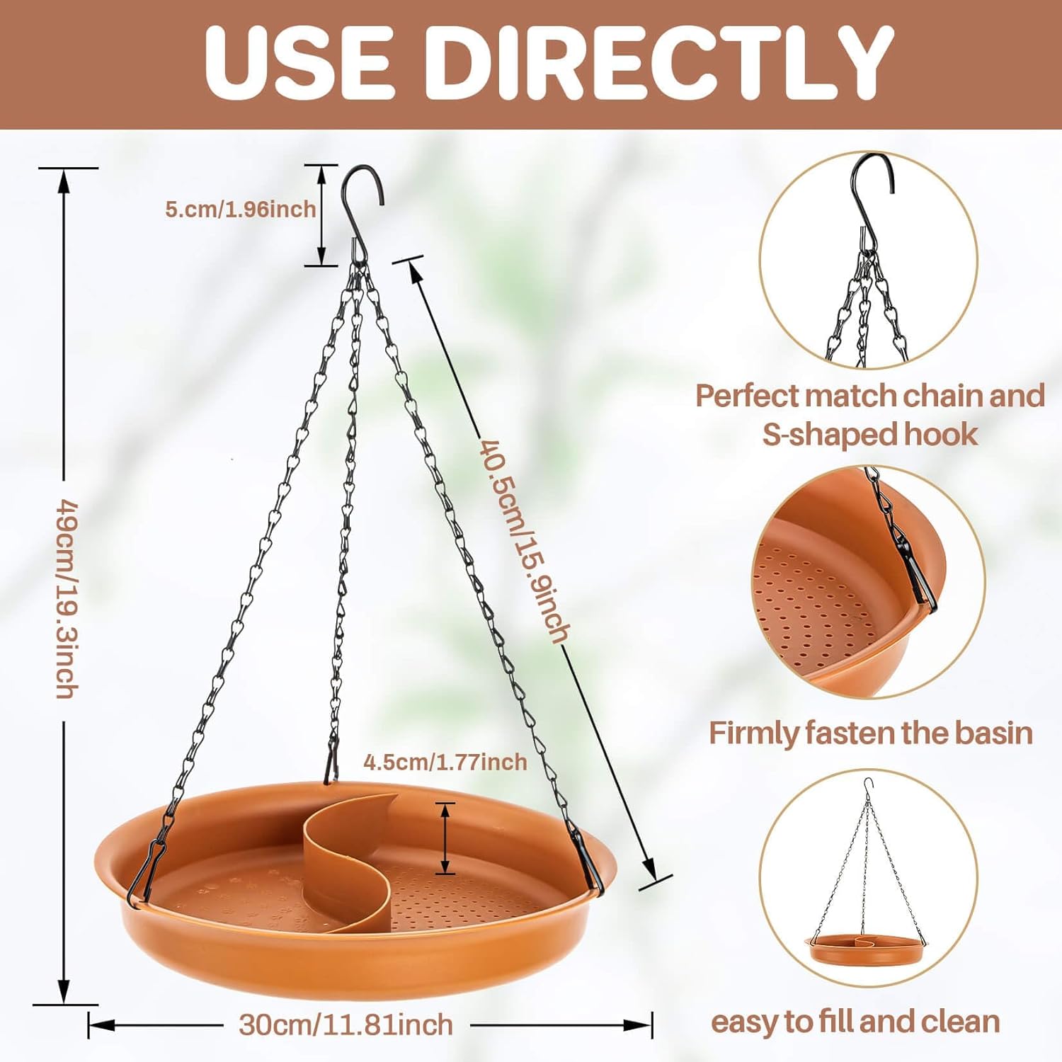 CARGEN Hanging Bird Bath for Outdoors - Hanging Bird-Feeder BirdBath B