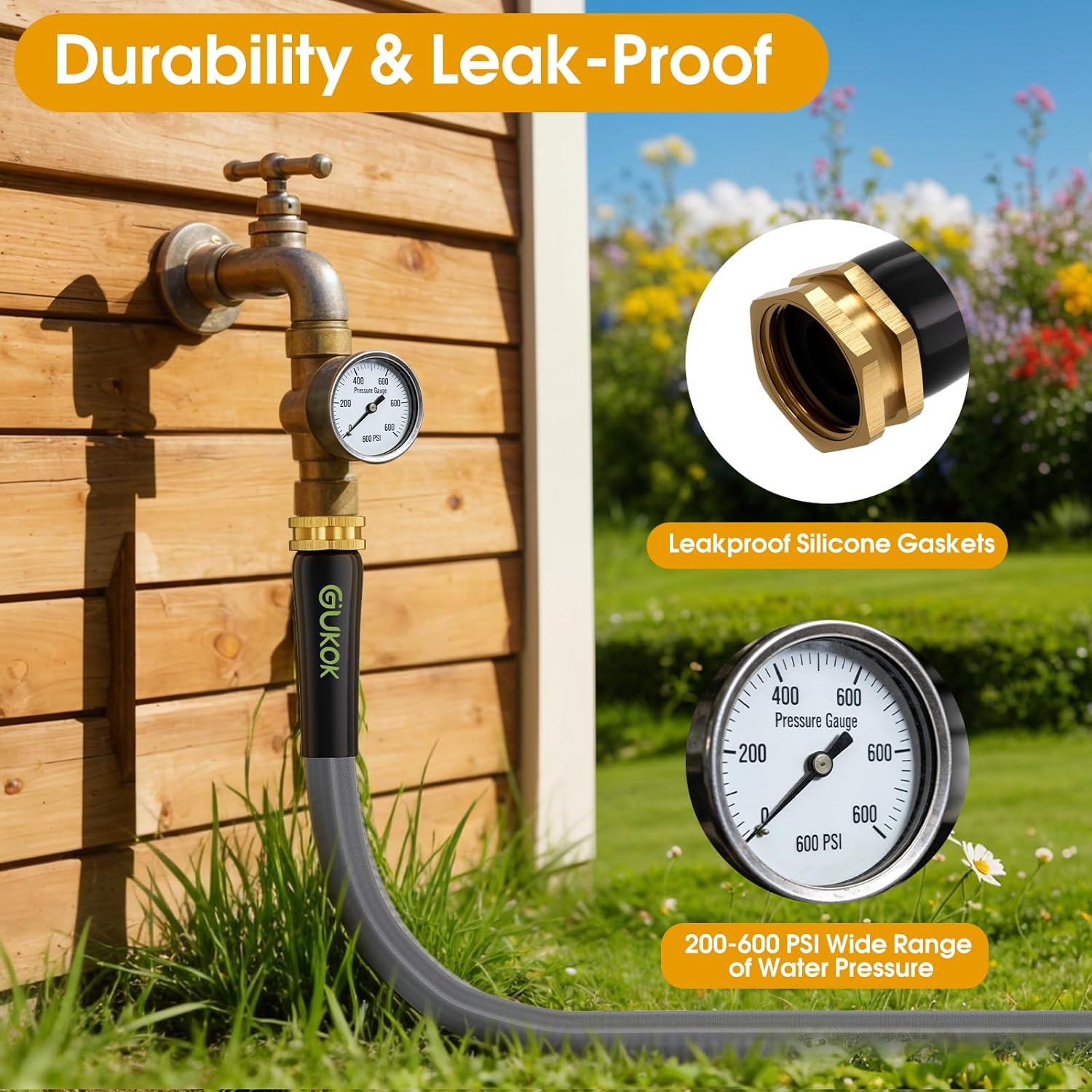 Garden Hose 100 FT, Non-Expanding Water Hose, Ultra-Light & Flexible, 