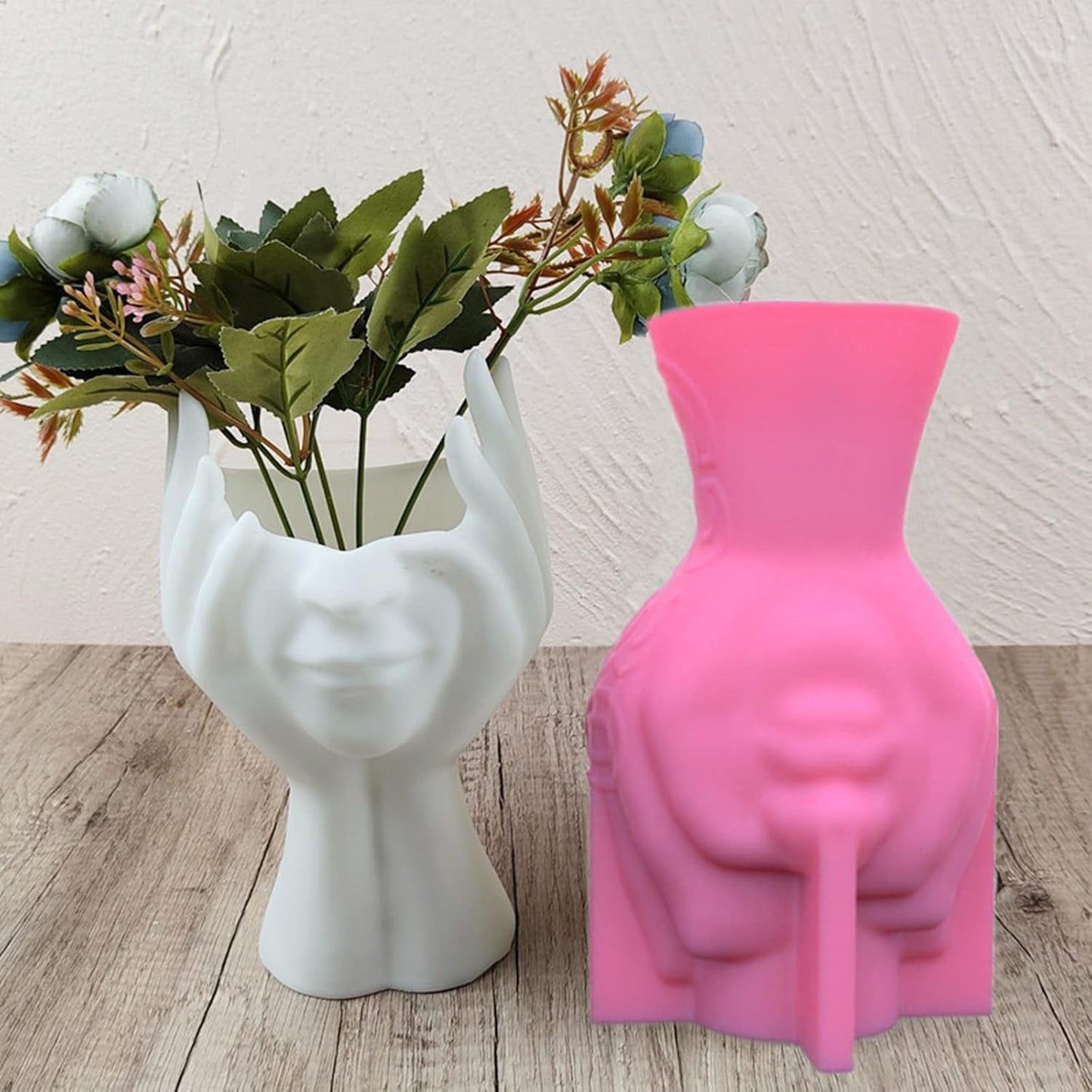 Cheek Support Face Flower Pot Silicone Mold Succulent Planter Vase Plaster Concrete Mold Candle Pen Holder Mold Cement Clay Resin Mould