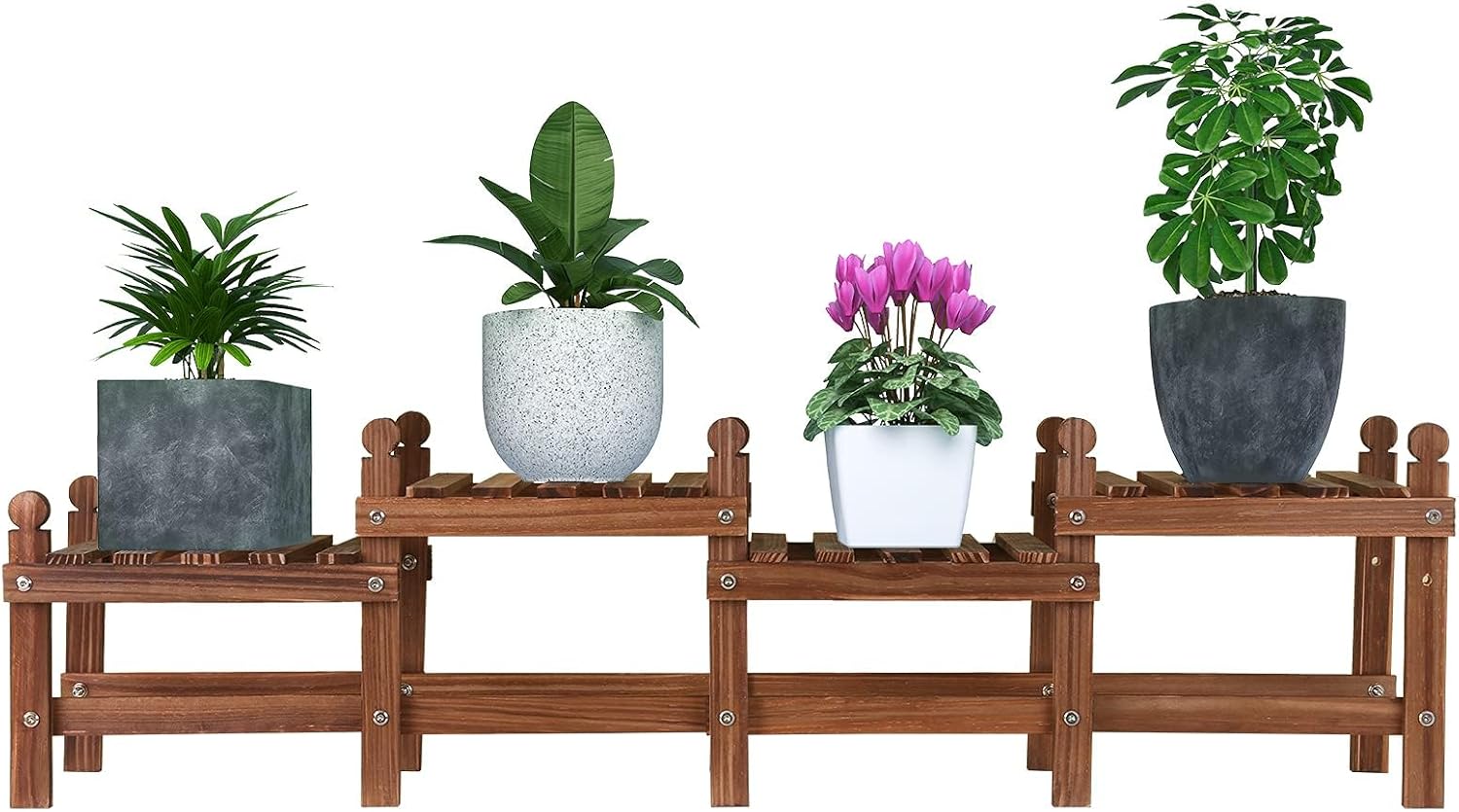 Wood Plant Stand Indoor Outdoor,4 Tiers Plant Stand Bench Indoor,Low W